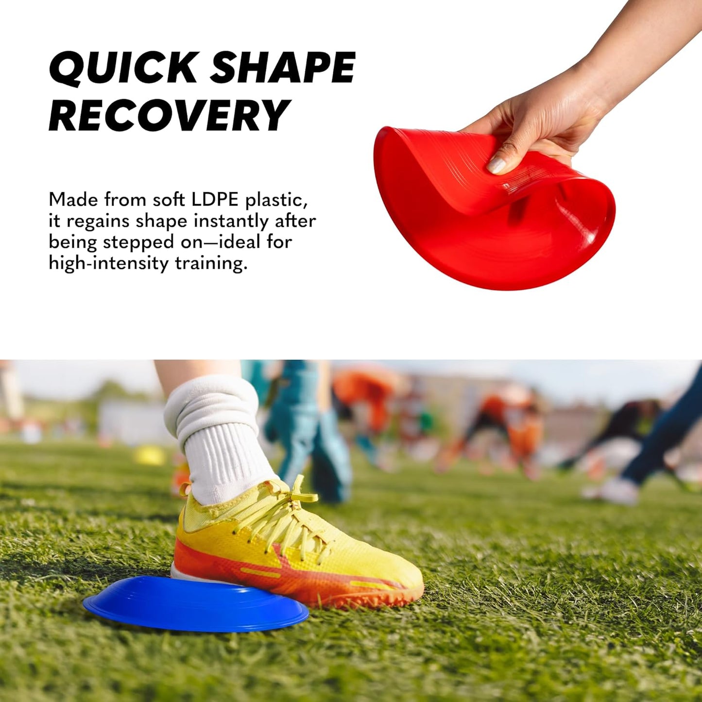 GSi Sports Cones | 40 Pack Training Cones with Strap for Agility Drills, Soccer, and Sports Practice and Shapes