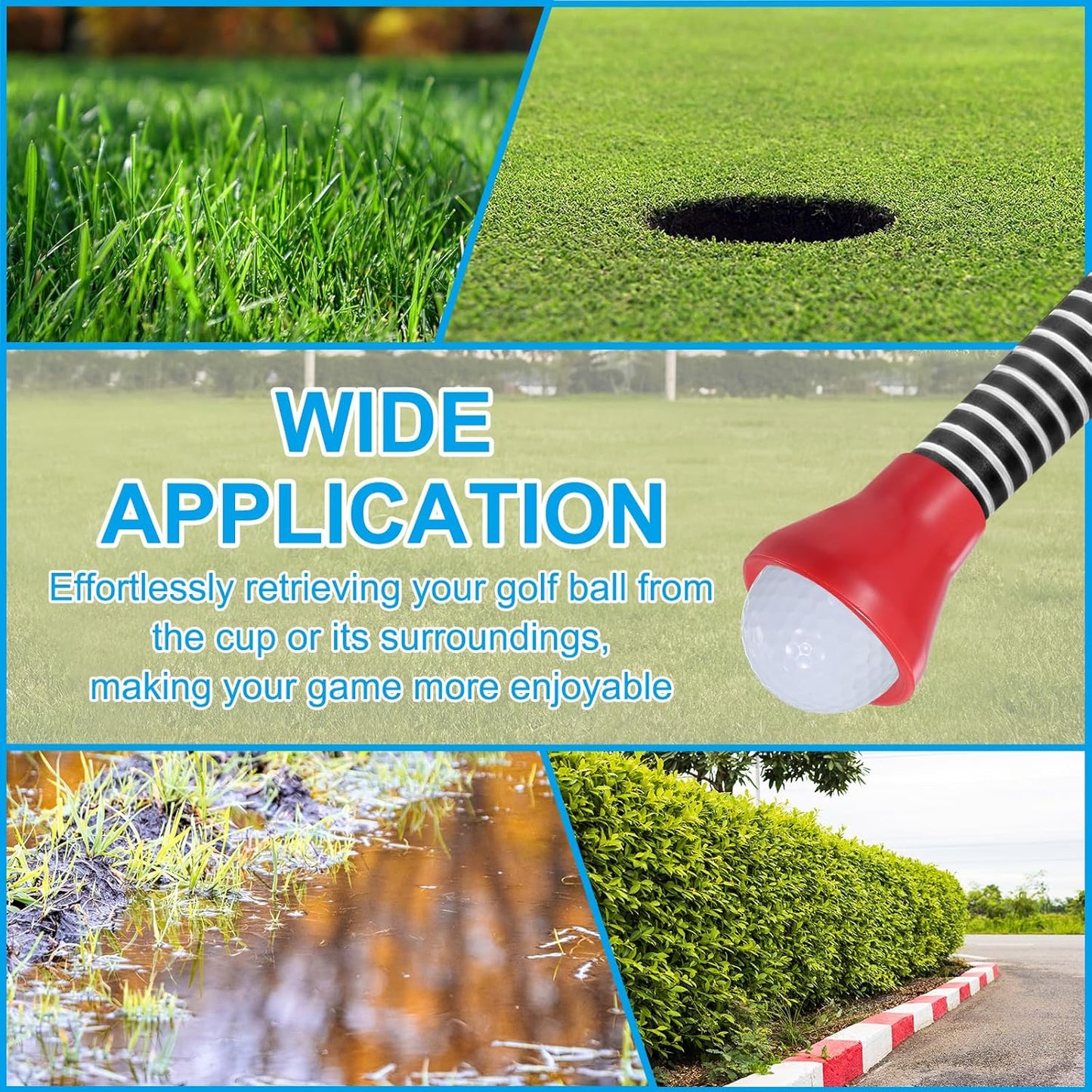 PATIKIL Golf Ball Retriever Grabber, Golf Ball Suction Cup Grabber Rubber Putter Grip Picker Upper Tool for Golfers Putter Swing Handle Accessories