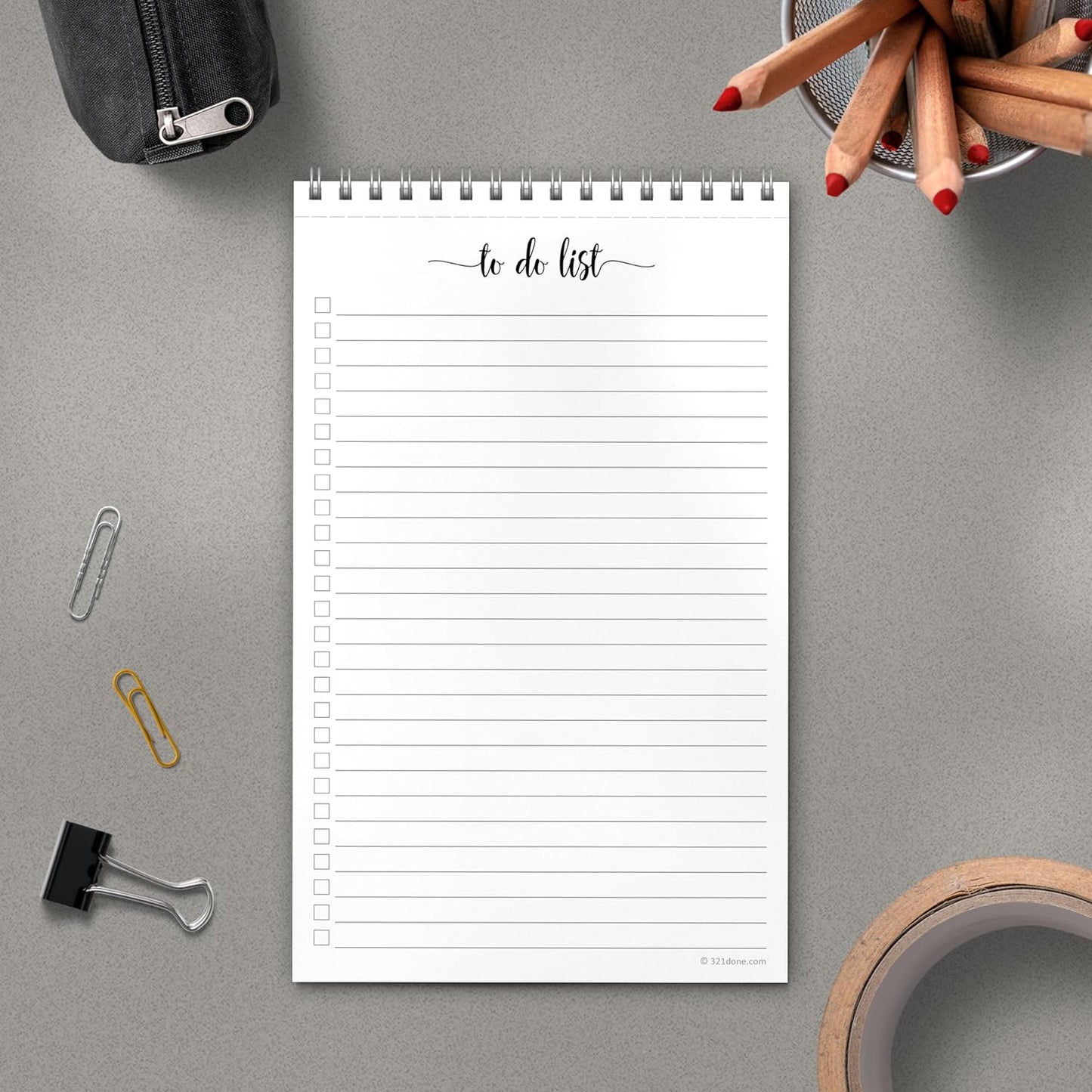 321Done to Do List Notepad 5.5x8.5 Spiral - Made in USA, Simple Undated Checklist, Daily Planner Notebook for Organizing, Planning, Task Checklist Organizer for Work, Office, Home, School - 50 Sheets