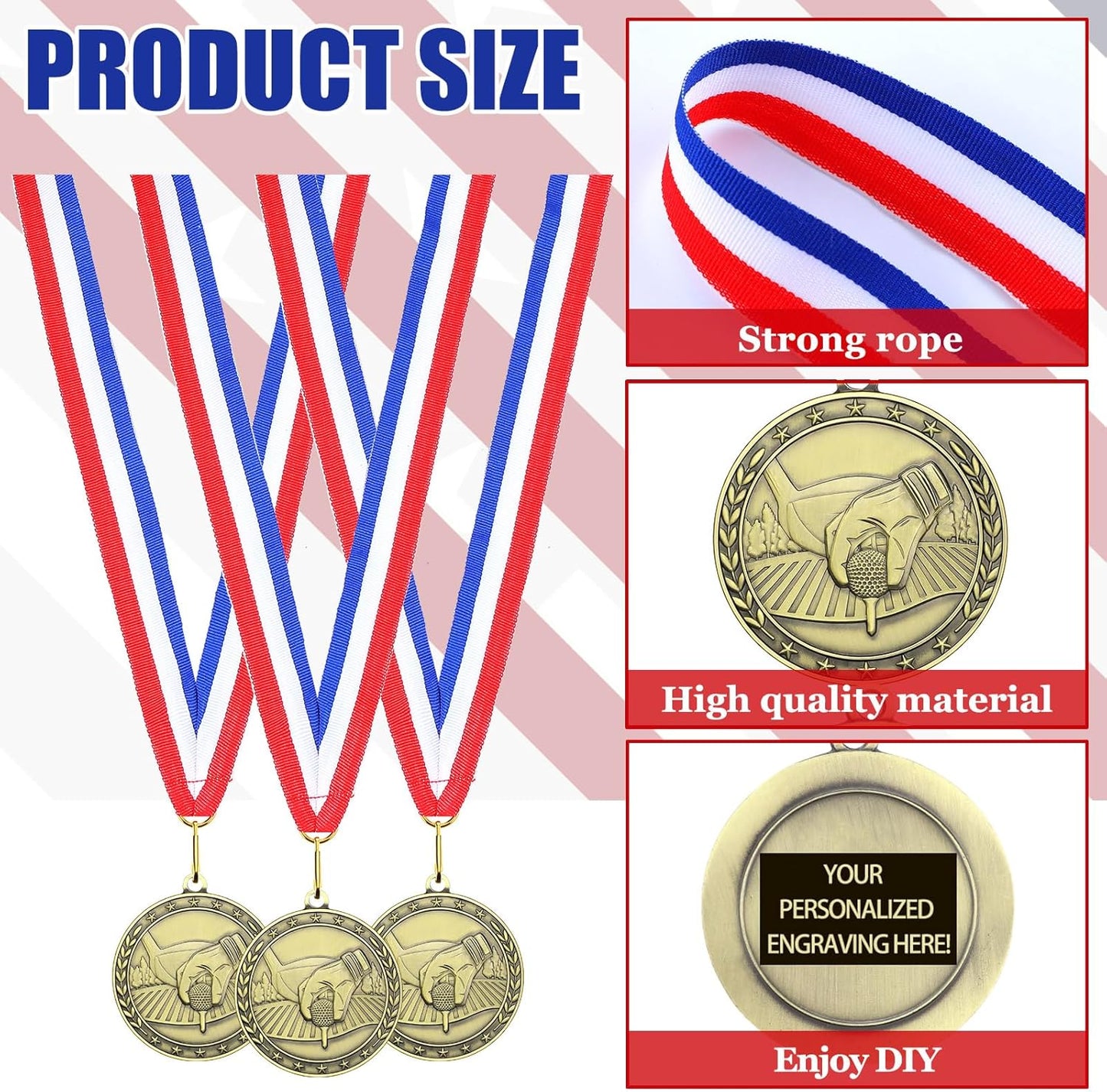 36 Pcs 2'' Gold Medals Bulk Volleyball Football Basketball Soccer Baseball Archery Dink Ball Cheer Track Bowling Awards Medals with Ribbons for Sports Participation Winner Gift