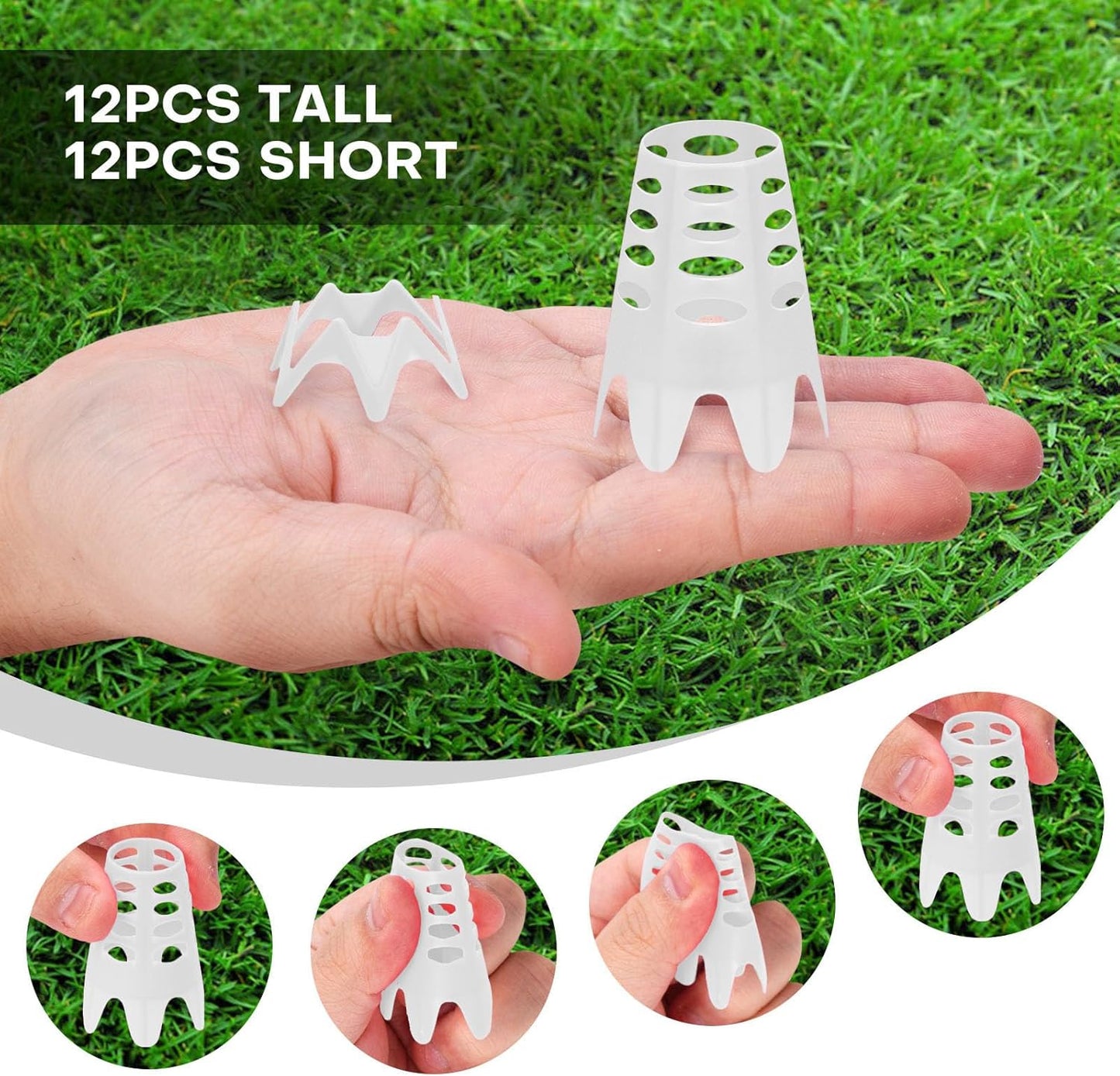 Golf Simulator tees, 24Pcs Plastic Golf Mat Tees for Home, Outdoor or Indoor Golf Tees for Training, Practice Golf tees for Winter Turf and Driving Range, Pack of 12 Tall & 12 Small