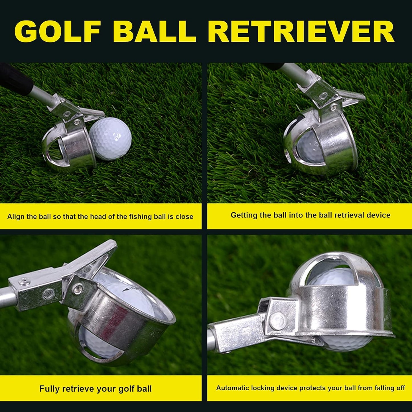 HOW TRUE Golf Ball Retriever, 15ft 18ft Aluminum Alloy Golf Ball Retriever for Water Telescopic Golf Ball Picker Upper, Golf Accessories for Men