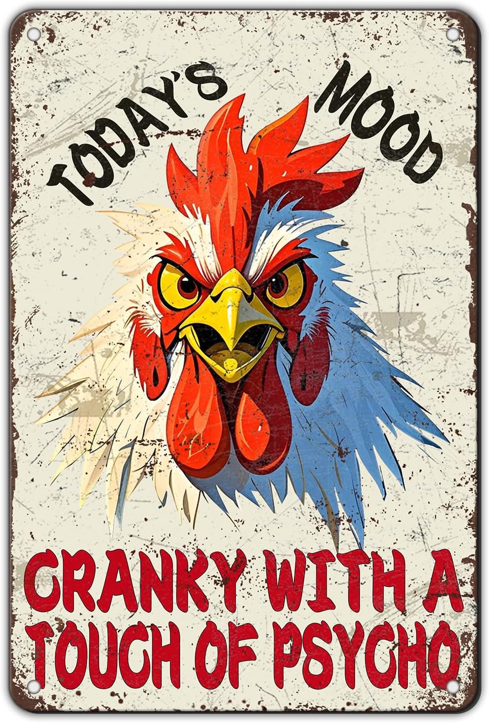 Funny Chicken Today'S Mood Metal Tin Sign 12x8 Inch Novelty Farm Chicken Tin Sign Farmhouse Rooster Poster Home Kitchen Garden Bar Restaurant Coffee Are Wall Decor