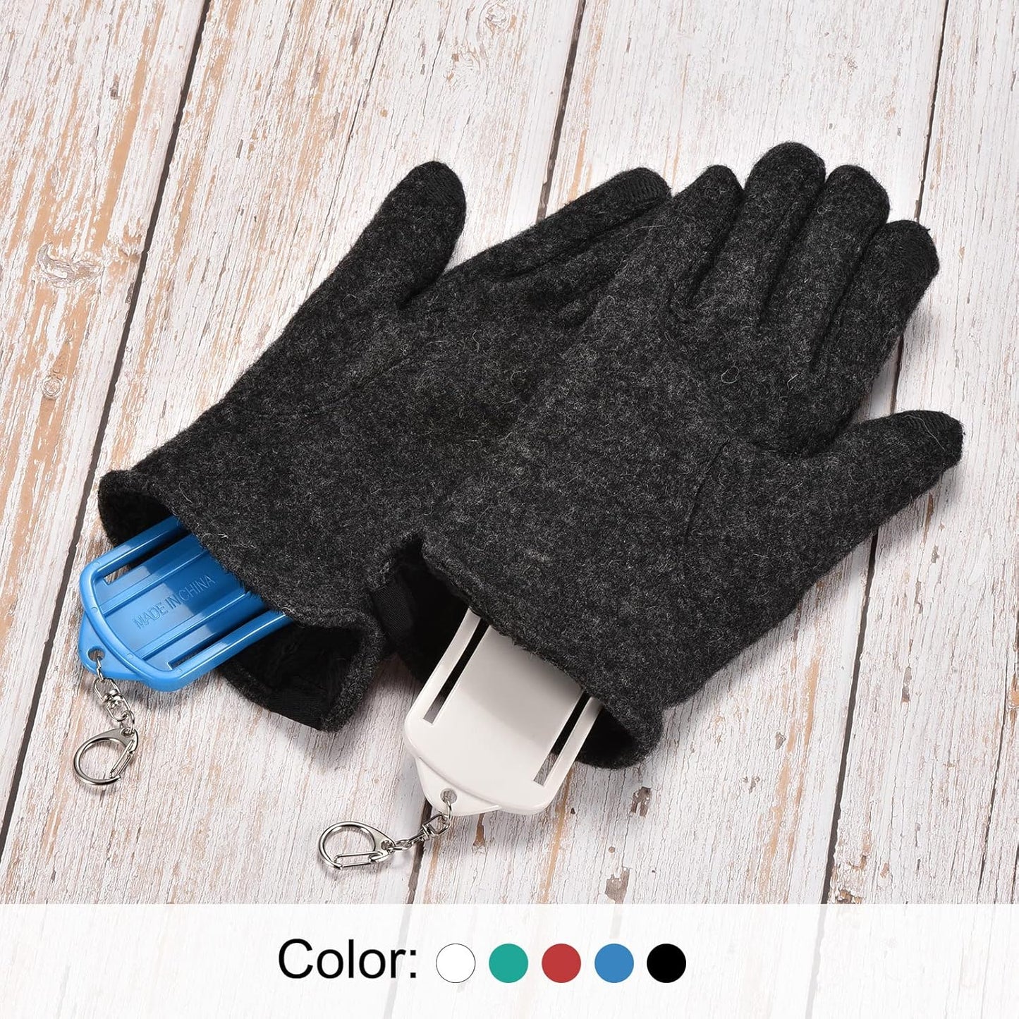 PATIKIL Golf Gloves Stretcher, 2 Pack Plastic Keeper Support Rack Holder Dryer Hanger Frame with Keychain Hook for Sports Gloves Maintenance, Black L Size