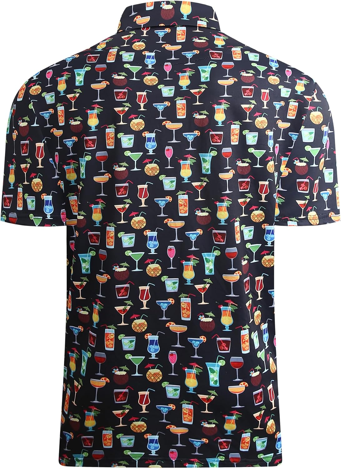 Alex Vando Mens Hawaiian Golf Shirt Moisture Wicking Digital Print Golf Shirts for Men