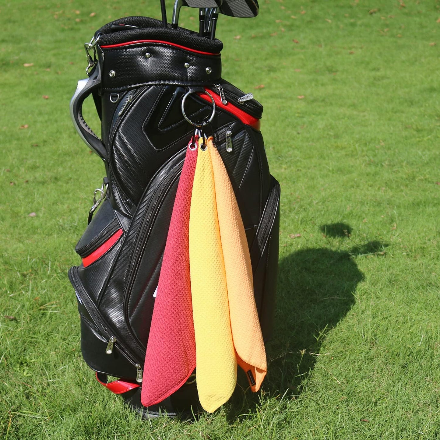 Handy Picks Microfiber Golf Towel (16" X 16") with Carabiner Clip, Waffle Pattern Golf Towel Hook and Loop Fastener - The Convenient Golf Cleaning Towel