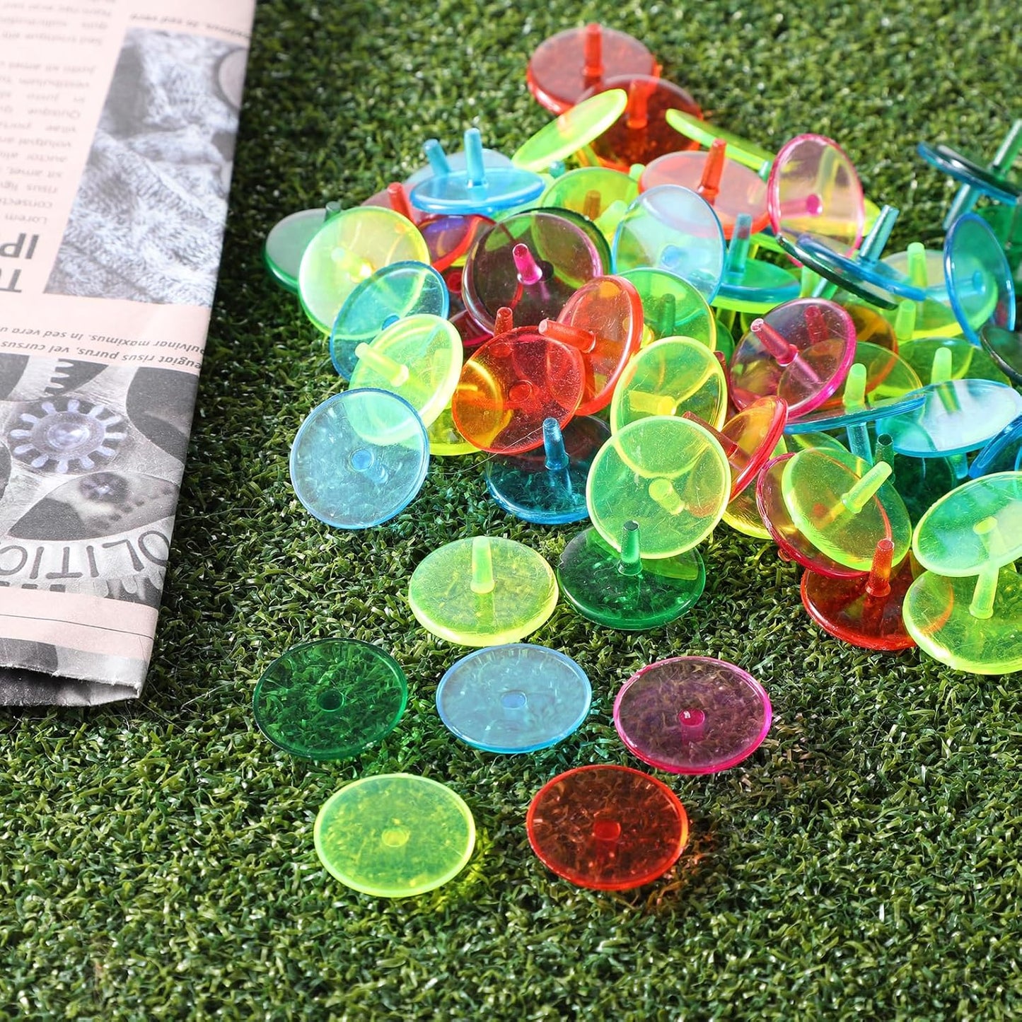 Golf Ball Marker, Bulk 50 Pcs Multicolor Plastic Round Golf Ball Position Markers Transparent Flat Round Golfs Mark Accessories for Golfs and Baseball On-Course (24 mm)