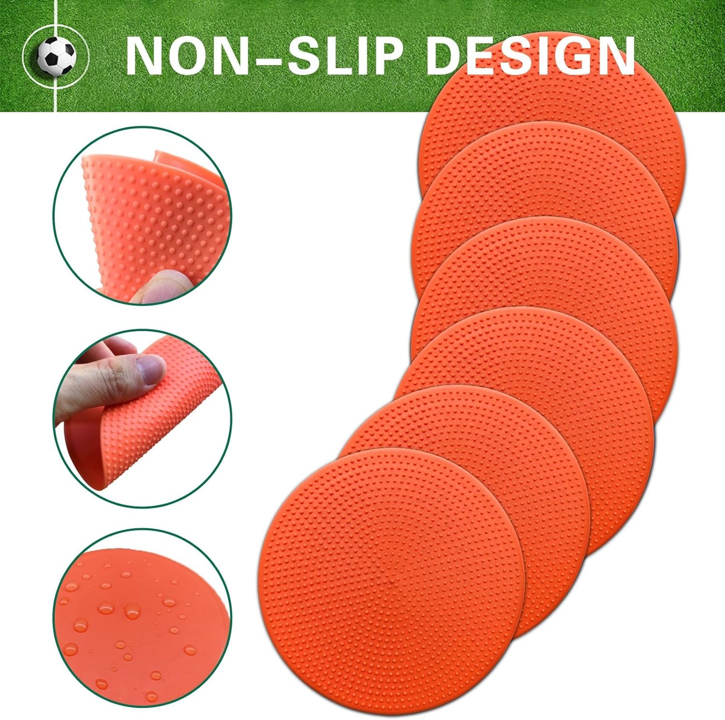 Poly Spot Markers 10 inch 12 Pcs Non-Slip Rubber Agility Training Markers Floor Dots Flat Field Cones for Football, Soccer, Basketball, School Exercise Drills, Dance Practice