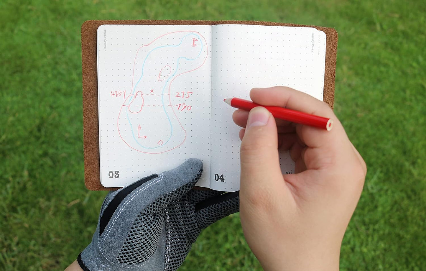 Handy Picks Leather Golf Log Book, Handmade n Refillable, Golf Log n Yardage Book Included