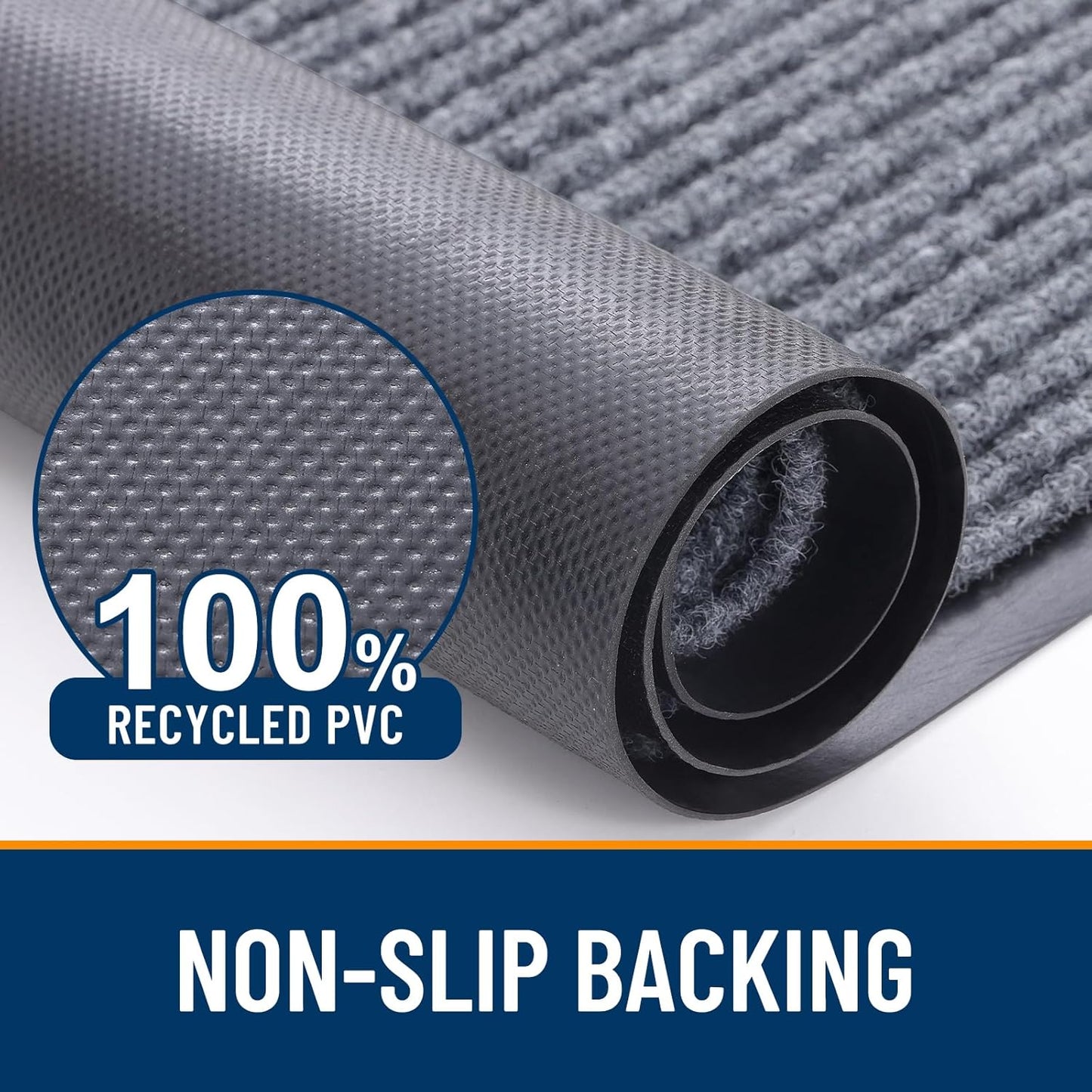 OLANLY Front Door Mat Indoor Outdoor Entrance, Waterproof Heavy Duty Doormat, Fade Resistant, Low Profile, Easy Clean Patio Porch Welcome Floor Mats for Entry, 35x23, Light Gray