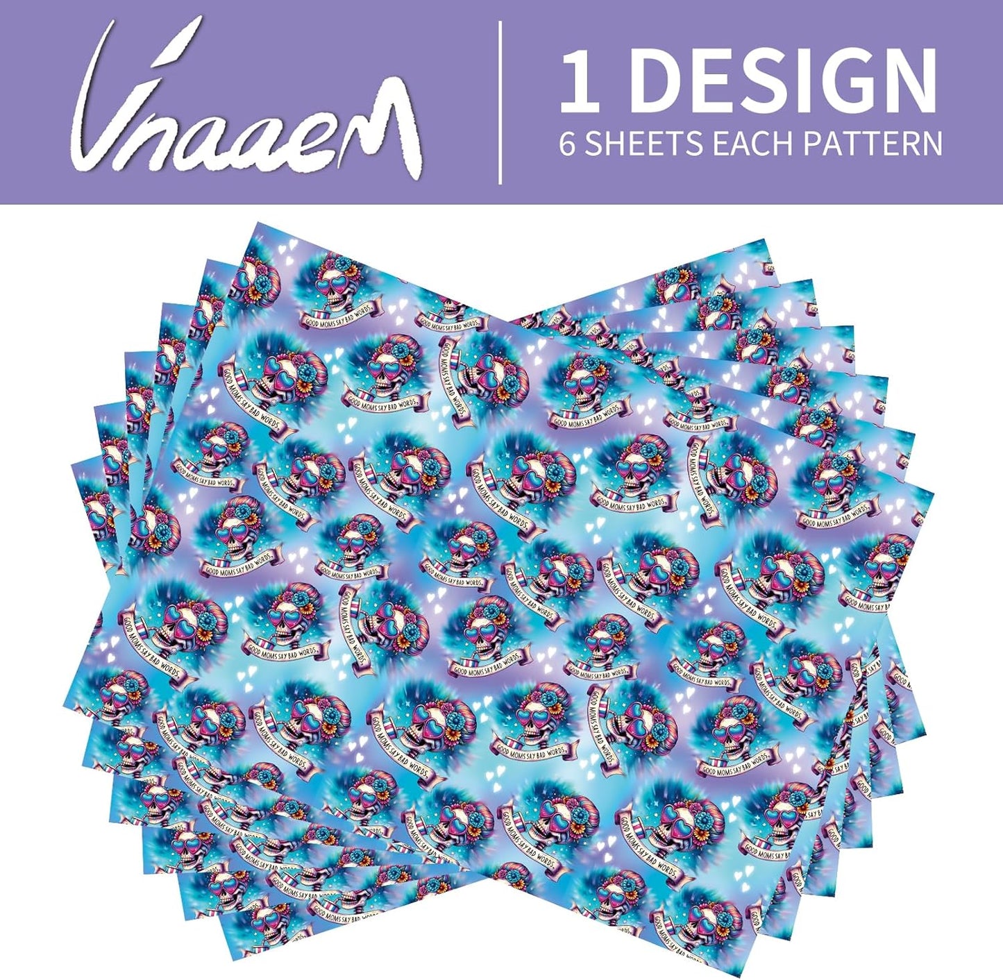 Vnaaem Halloween Wrapping Paper for Mom Women - 6 Pcs Blue & Purple Gothic Skull Skeleton Design Funny Gift Wrap for Halloween Wedding Birtday Christmas Nightmare Holidays - 19.6 X27.8Inch