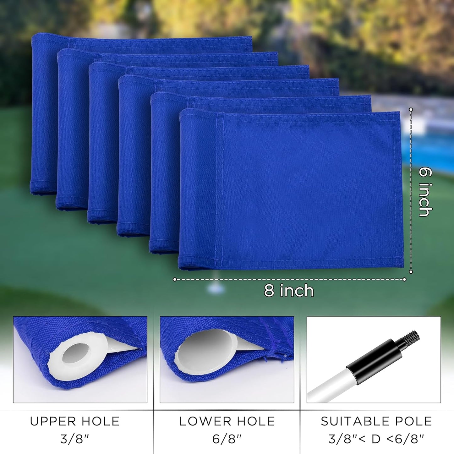KINGTOP Solid Golf Flag All 8x6 Inch - 420D Nylon, Tube Inserted - Mini Putting Green Flags for Backyard Practice