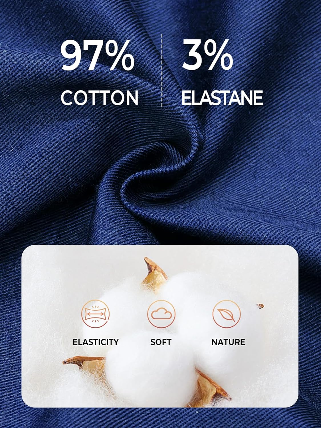 NORTHYARD Mens Casual Shorts-Cotton 9" Golf Hiking Drawstring Elastic Waist Work Shorts with Zipper Pockets