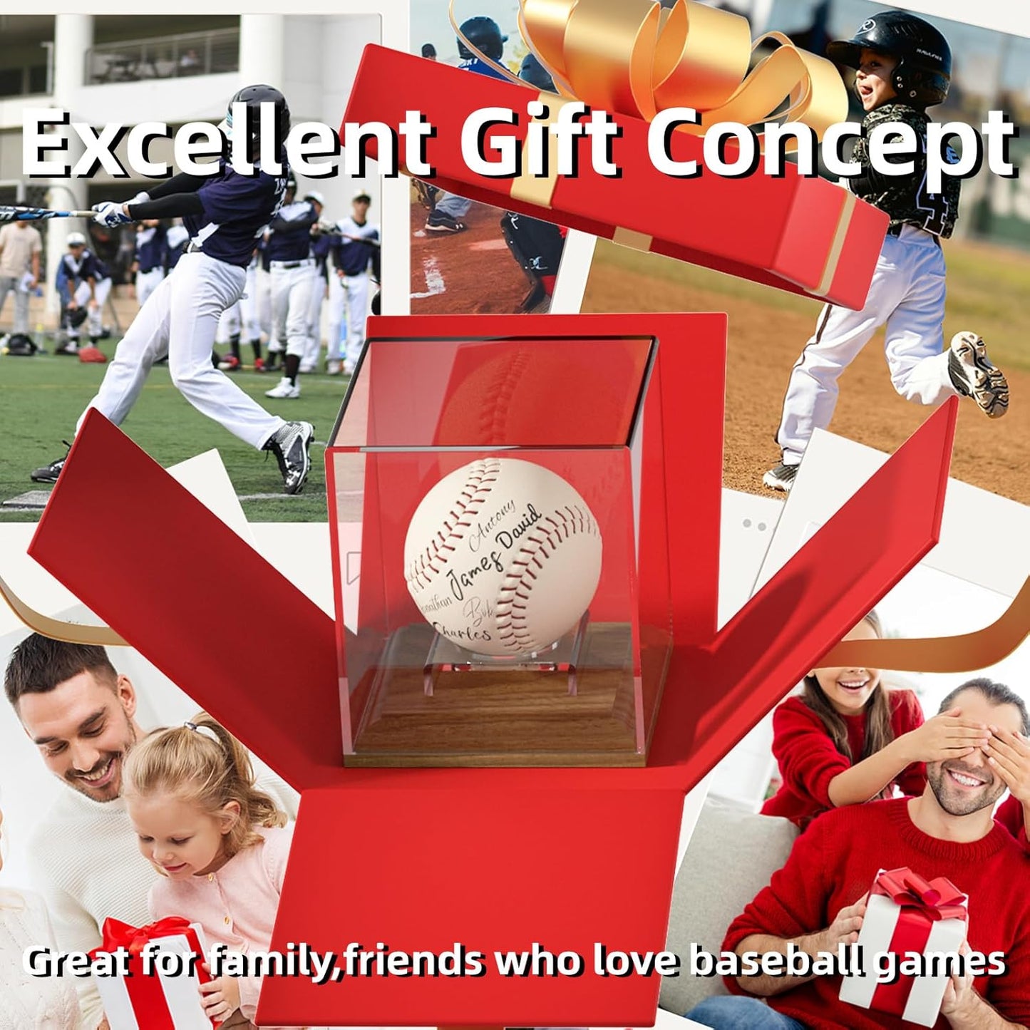 Baseball Case Display for Balls Walnut Wood Base Acrylic Baseball Display Case Baseball Holder Stand Cube Memorabilia Showcase Autograph Ball Protector for Official Size Ball Display