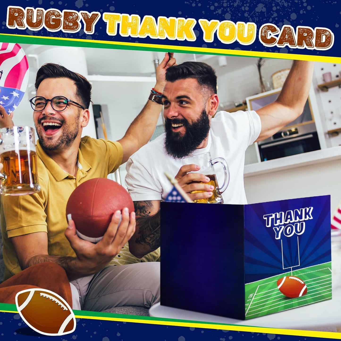 6 Pack Jumbo Thank You Card for Coach with Envelopes 8.5x11 Inch Thank You Cards Gifts from the Team Group Sports Themed Greeting Cards for Teacher Appreciation Gift(Football)