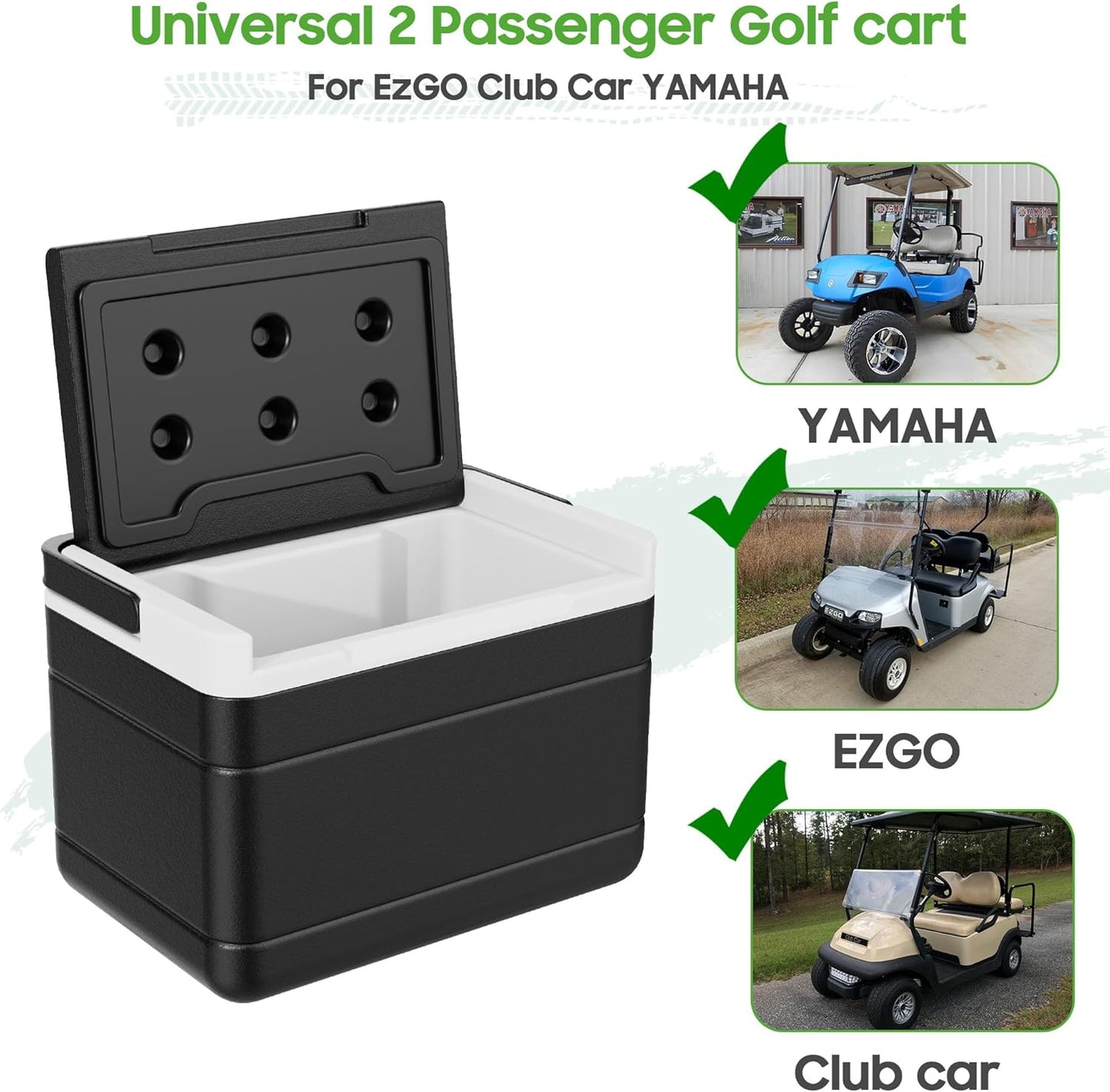 10L0L Golf Cart Ice Cooler Universal Insulated Portable Cooler Lightweight Ice Chest Box with Mounting Bracket Kit for Yamaha,EZGO,Club Car