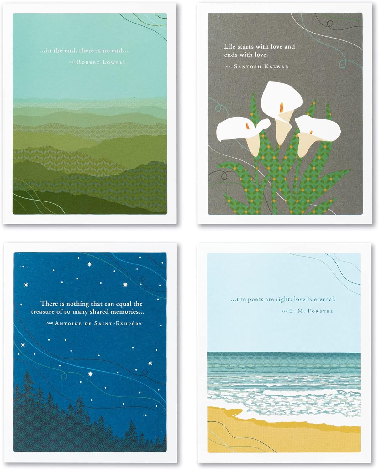 Compendium Positively Green 4-Pack of Sympathy Cards - Assorted Designs, 5.38 in x 4.25 in