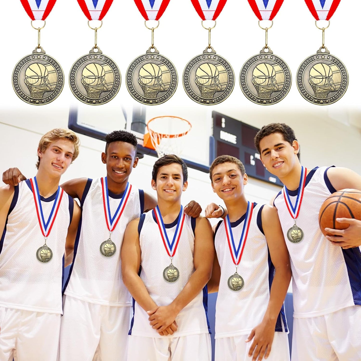 Remuuly 30 Pcs Gold Medals Bulk 2'' Basketball Soccer Baseball Volleyball Football Lacrosse Kickball Cheer Bowling Trophy Medals for Awards for Sports Participation Winner Gift