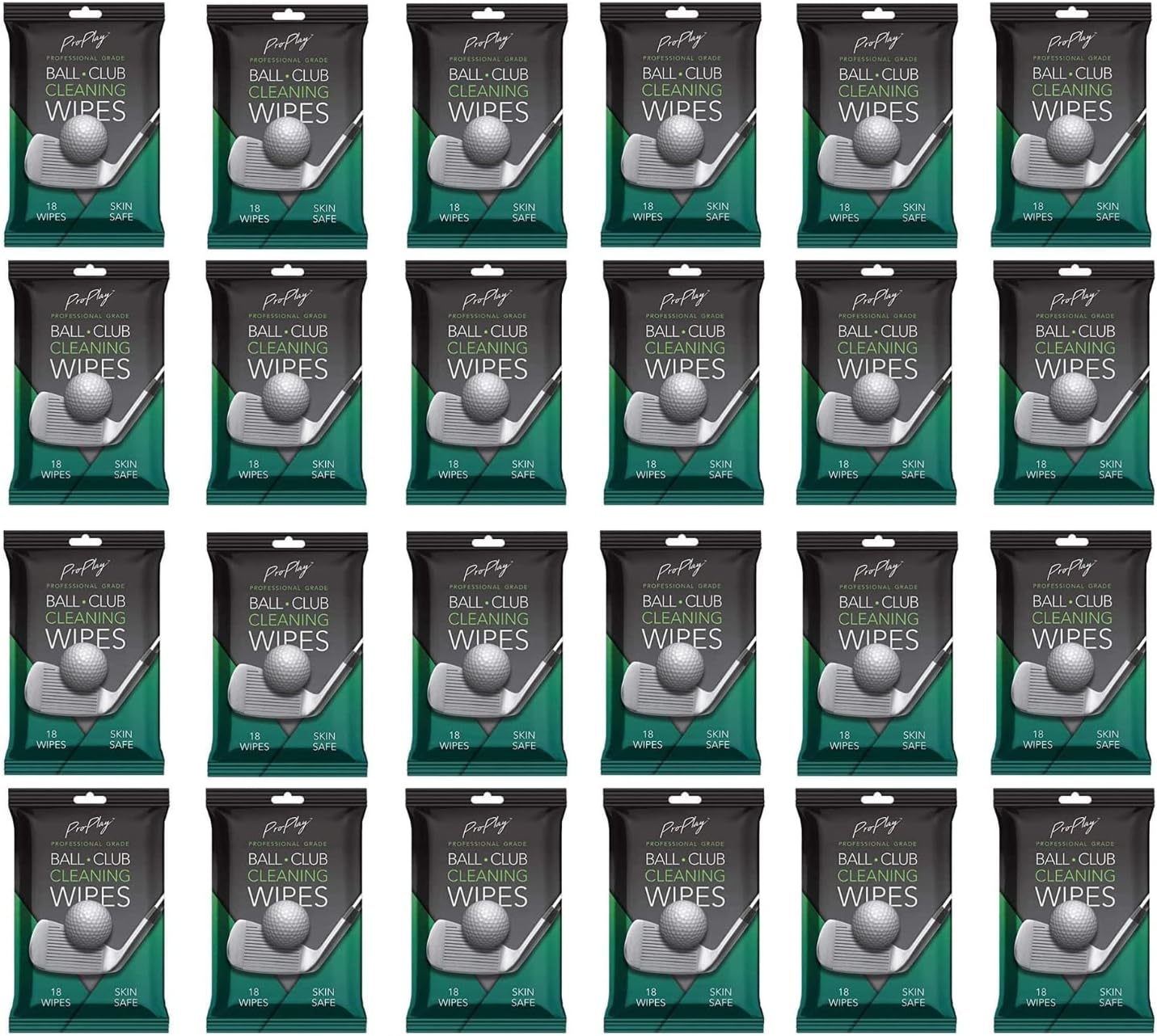 ProPlay Ball & Club Cleaning Wipes | Powerful Cleaner Removes Dirt, Grass, and Sand | Convenient, Resealable Pack - Unscented 24 Pack