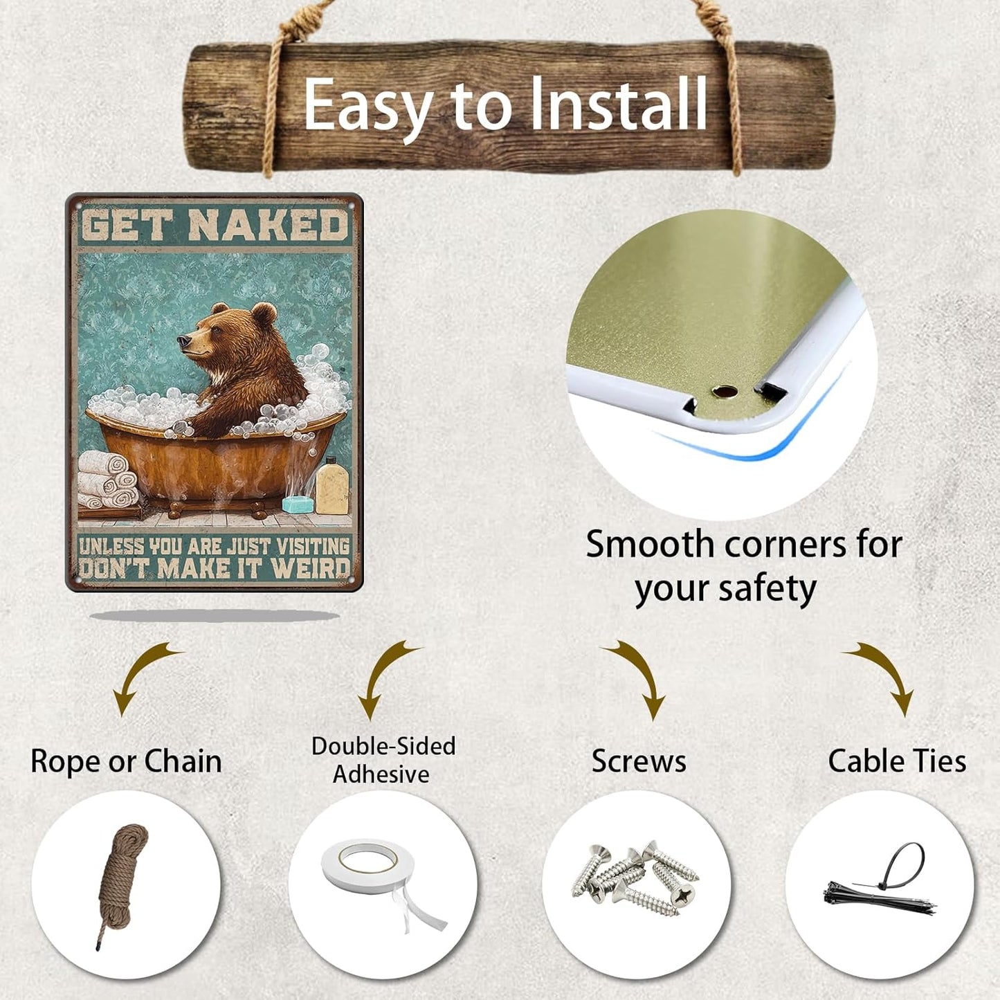 Bear Bath Metal Tin Sign 12x16 Inch Bear Metal Poster Bear Tub Metal Tin Sign Home Kitchen Garden Bar Pub Restaurant Bathroom Are Wall Decor