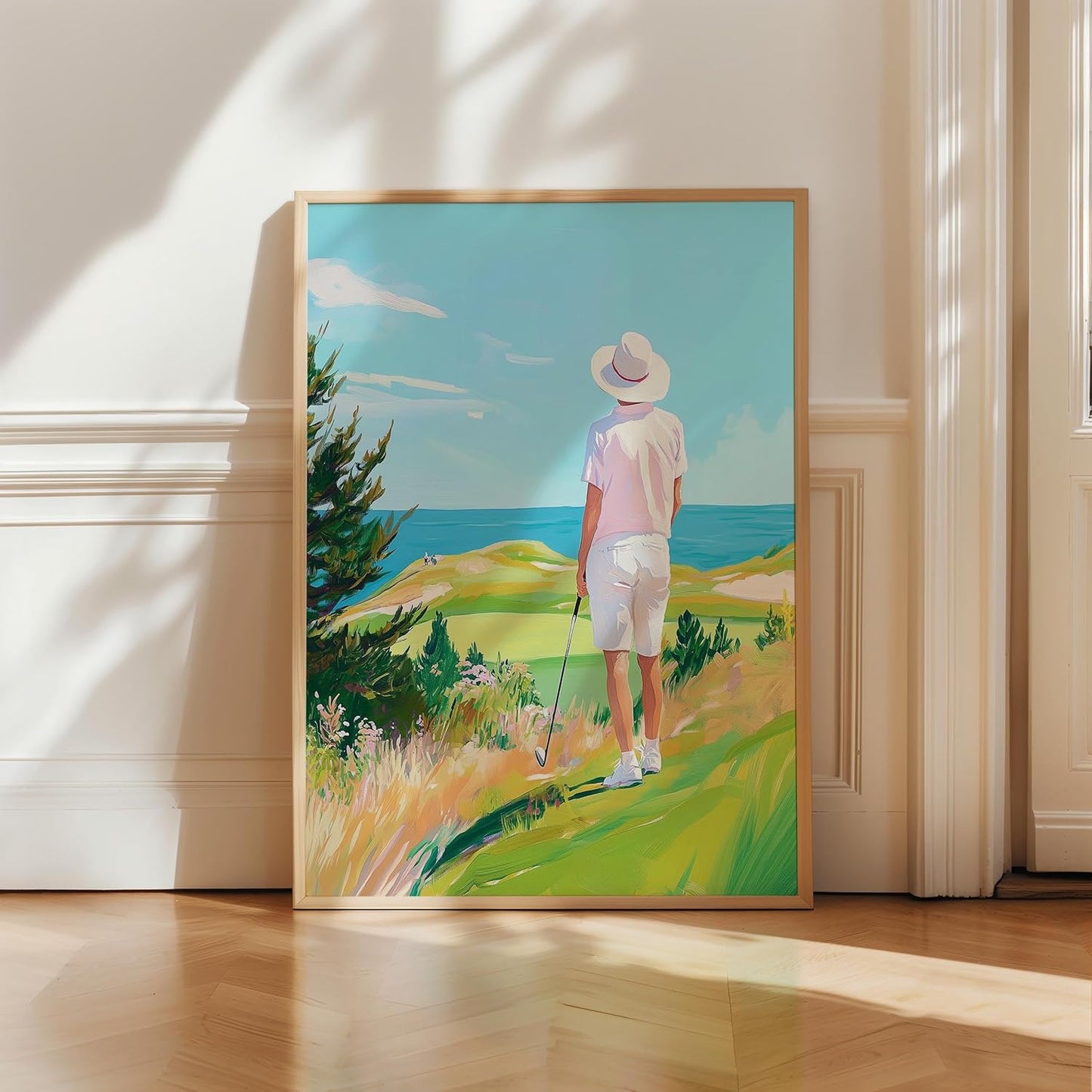 Golf Course Floral Pastel Art Print Posters - Premium Giclee Fine Art Prints - Golf Course Home Decor Posters, Golfer Art Prints for Home and Office Decor - Vintage Aesthetic, Ready to Frame