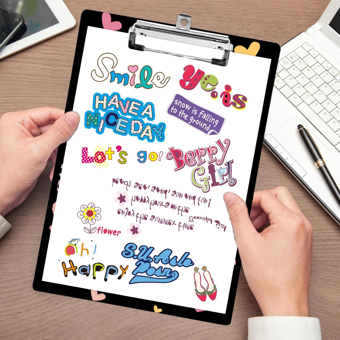 Plastic A4 Clipboards, Cute Fashion Clipboard Decorative, 12.2" x 8.7" Standard A4 Size Clipboards, Plastic Acrylic Clipboard for Teacher, Social Worker, Students,Women, Office Supplies(Social Worker)