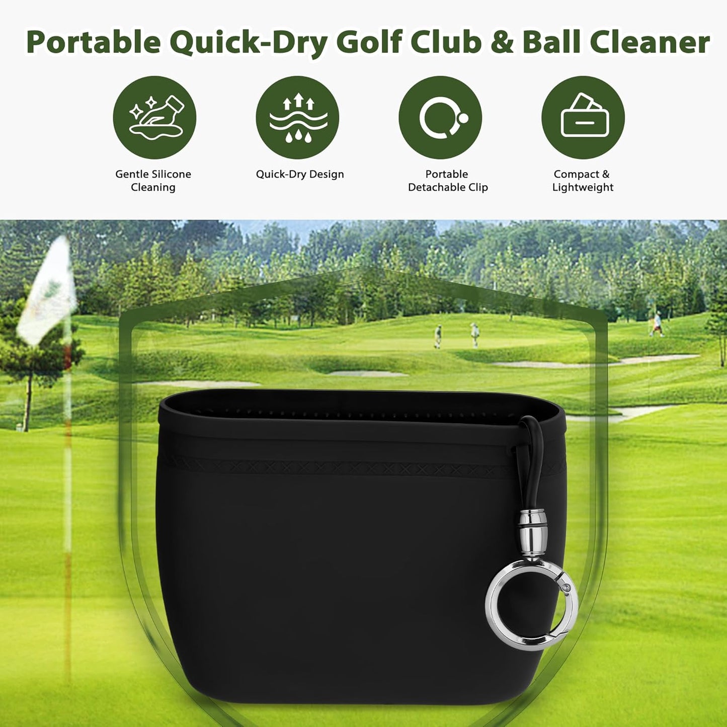 MOSTY Golf Club and Golf Ball Cleaner Bag – Best Golf Club Cleaning Kit, On-Course Golf Accessories, Club Cleaner for Golf Bag, Golf Gifts for Men Women Golfers, Unique Golf Gear for Him(Silicone)