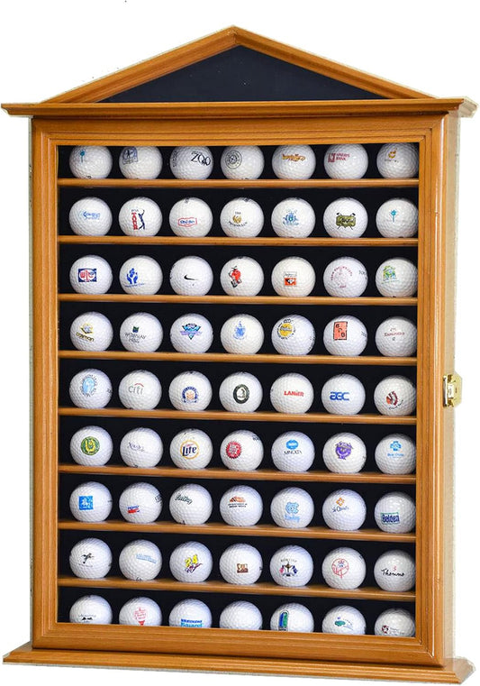 63 Golf Ball Designer Display Case Cabinet (Oak)