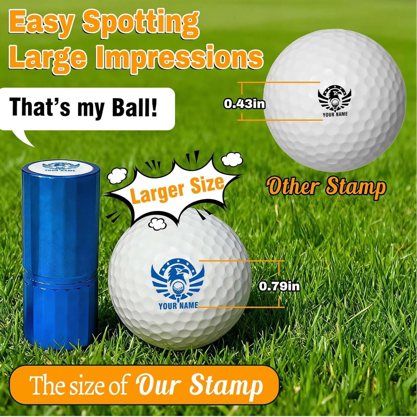 Lihome Golf Ball Stamp Personalized - Durable Waterproof Reusable Ink Stamper, Custom Golf Gift for Men, Dad, Retirement, Father's Day, Birthday & Christmas