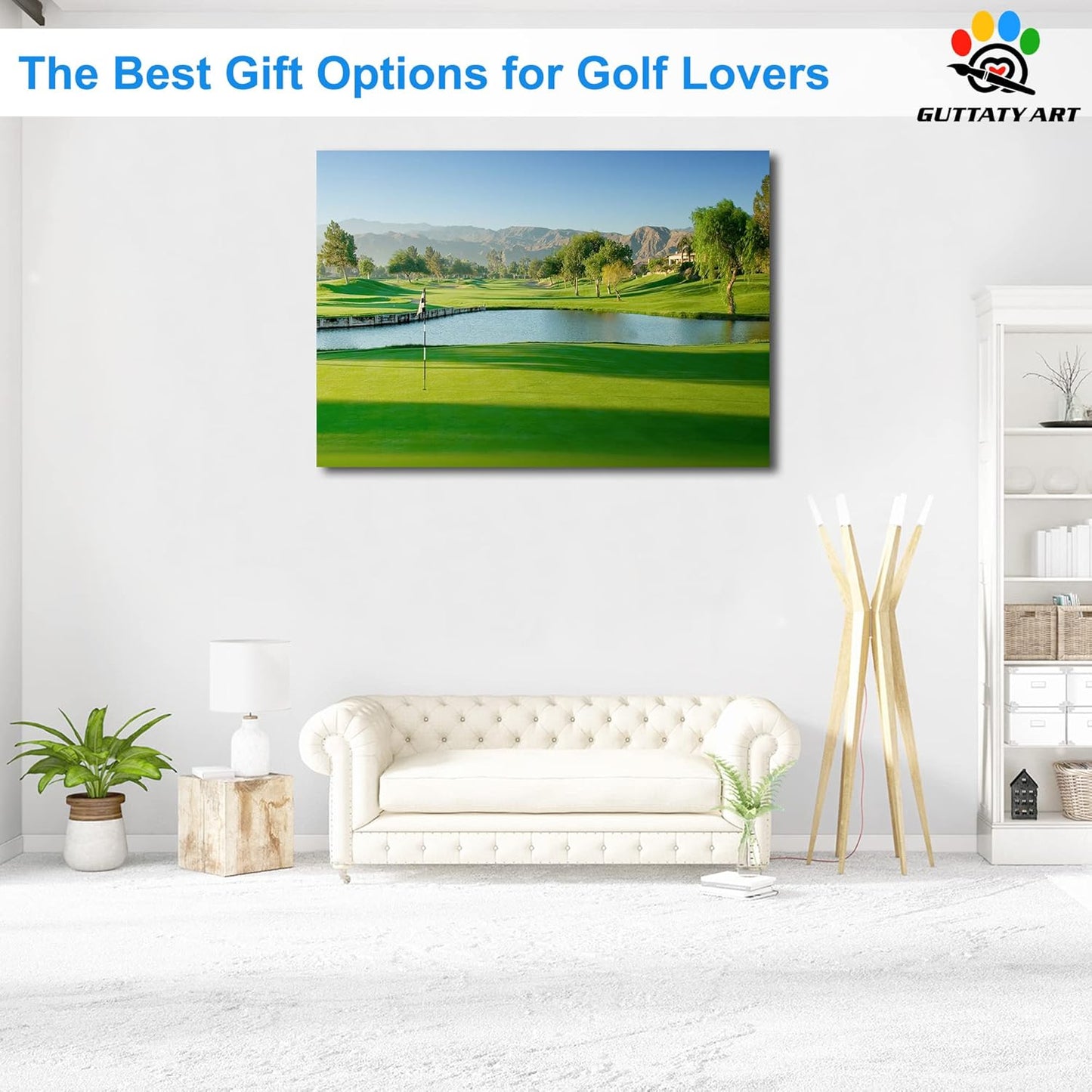 Golf Wall Art, Palm Springs Golf Course Canvas Picture for Living Room Wall Decor, Golf Sports Poster Prints for Gym Home Decoration, Framed Artwork for Office Bathroom Ready to Hang 28x40 Inches