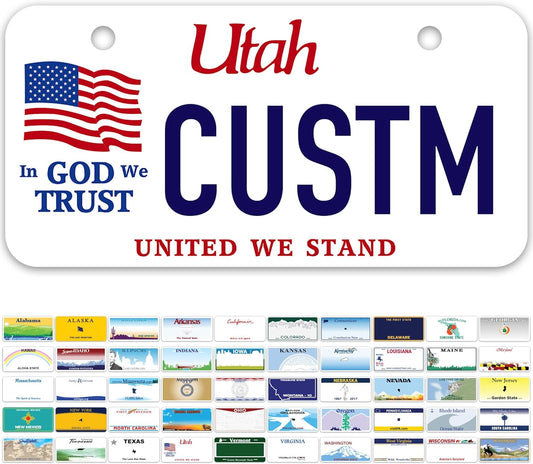 Mini License Plates, Personalized License Plates, Custom for Car, Bikes, ATV, Kids Car, Golf Cart, Jeep, 2x4 Inch, Rust-Free Fade Resistant Aluminum, USA Made by My Sign Center (Utah)