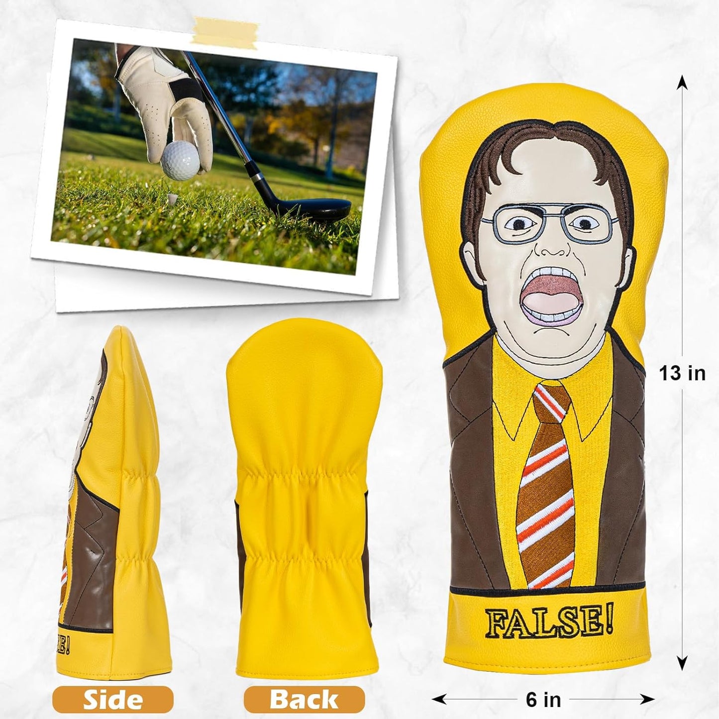 The Office Golf Head Covers, Dwight Golf Club Driver Headcovers, The Office Merchandise, Gifts for Men, Father, Dad, Boyfriend