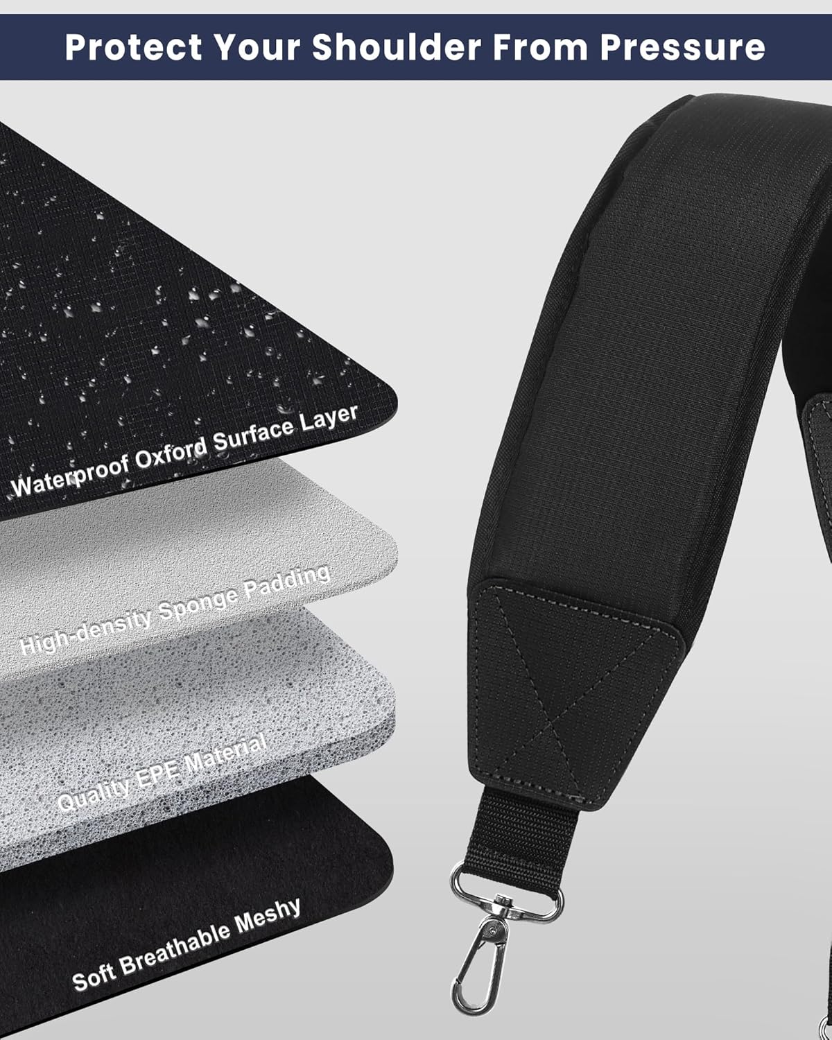 BIG TEETH Golf Bag Strap Single Padded Shoulder Strap Adjustable Thick Pad Straps Universal Replacement Quick Release