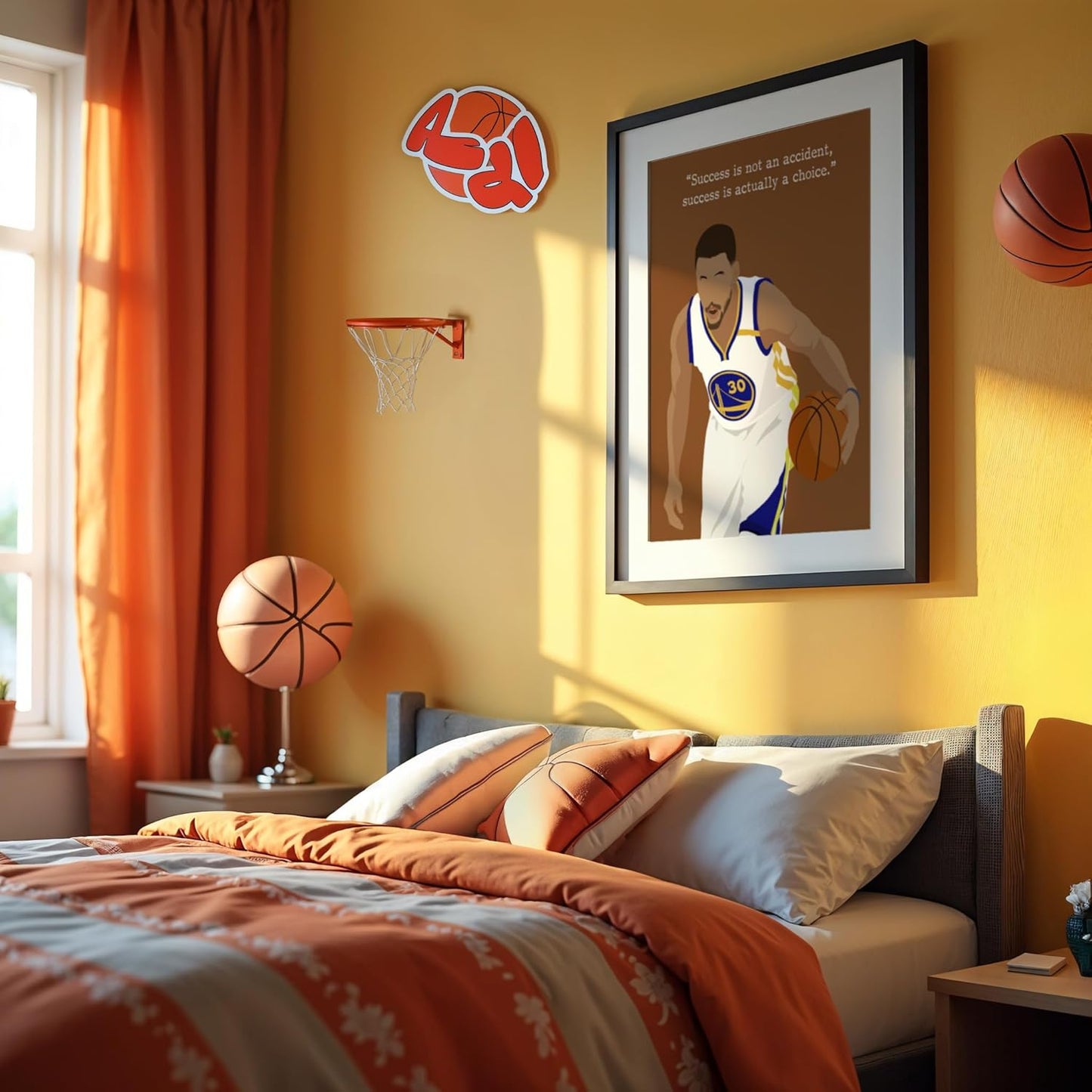 LOLUIS Motivational Basketball Superstar Hand-Drawn Artwork Sport Quote Wall Art Decorations (Unframed 16"x20", Basketball Player 7)