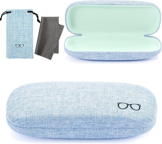 Vemiss Hard Shell Eyeglasses Cases, Linen Fabrics Protector Sunglasses Case, Large Glasses Case
