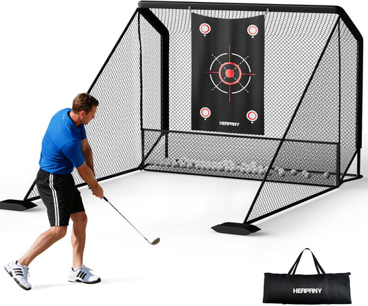 Golf Practice Net, 10x7ft Heavy Duty Golfnets for Indoor/Outdoor Training, Portable Hitting Nets with Carry Bag, Ideal Golfs Training Aid for Golfers Backyard Driving Chipping Swing