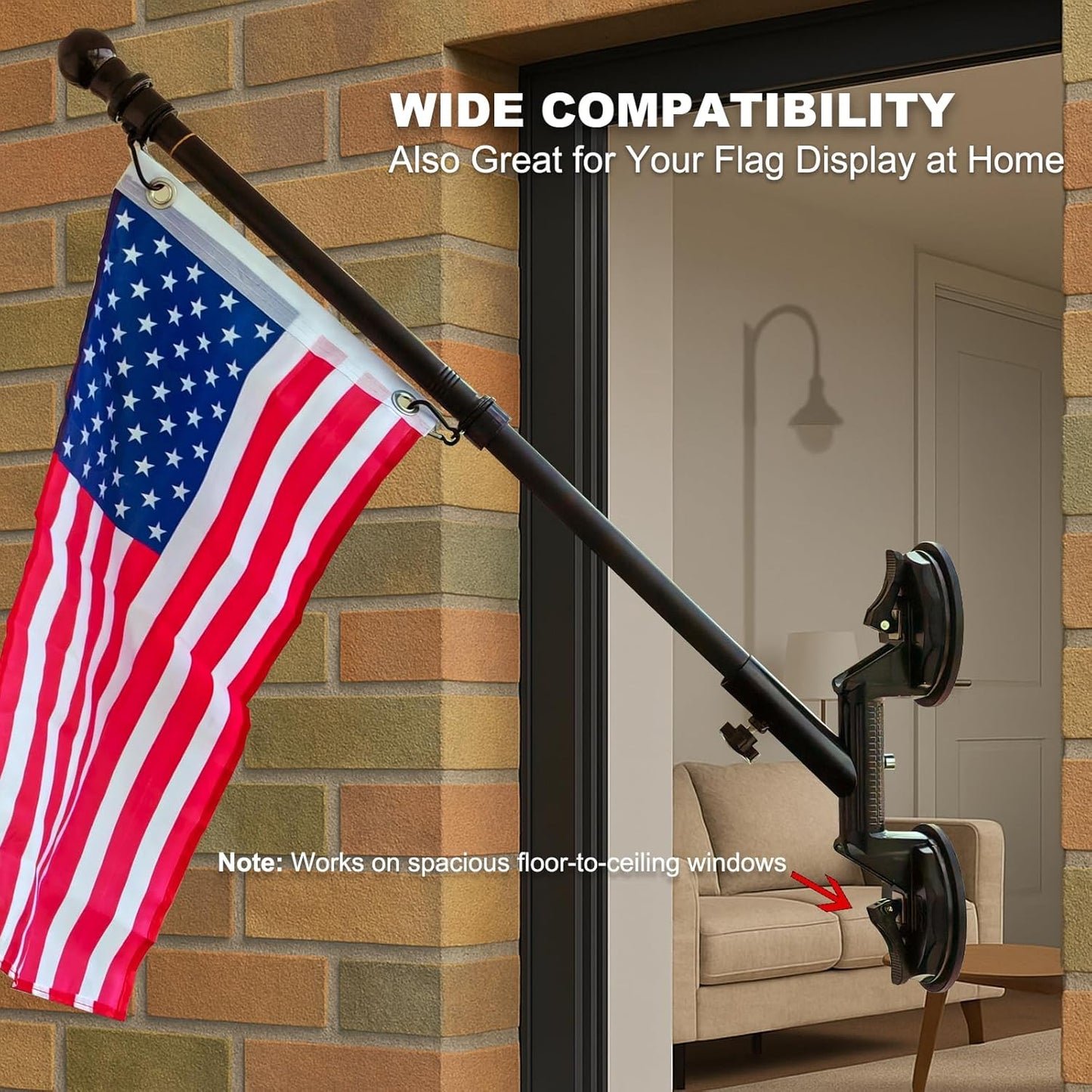 Quick Flag Mount - Suction Cup Flag Pole Holder for RV, Truck, Boat, Camper, Car, Golf Cart - No-Drill Heavy-Duty Suction - Outdoor Flag Bracket for Camping, Tailgating, Patriotic Display