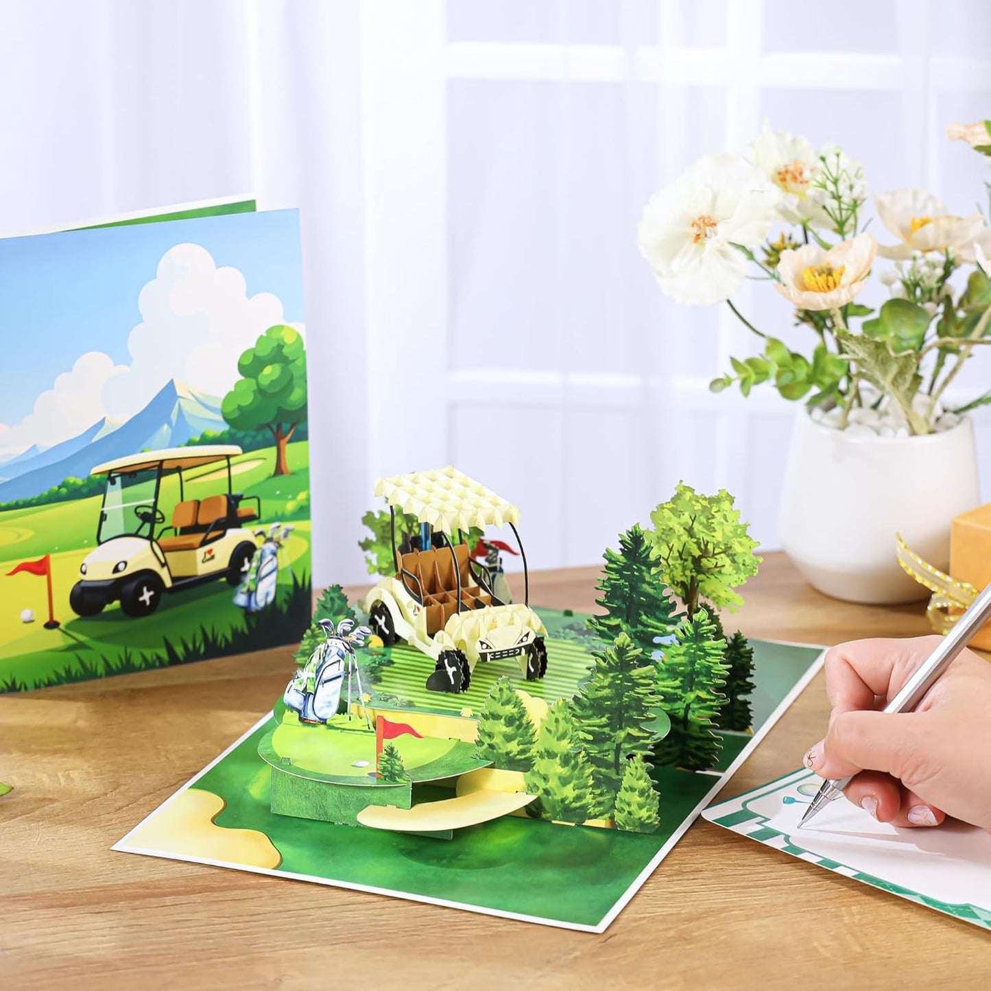 Golf Pop Up Birthday Card, 3D Golf Fathers Day Cards for Dad, Husband, Grandpa, Pap, Him, Men, Golfers; All-Occasion, Congratulations, Thank You, Father’s Day, Retirement for Boss, Coworker, 6x8 In