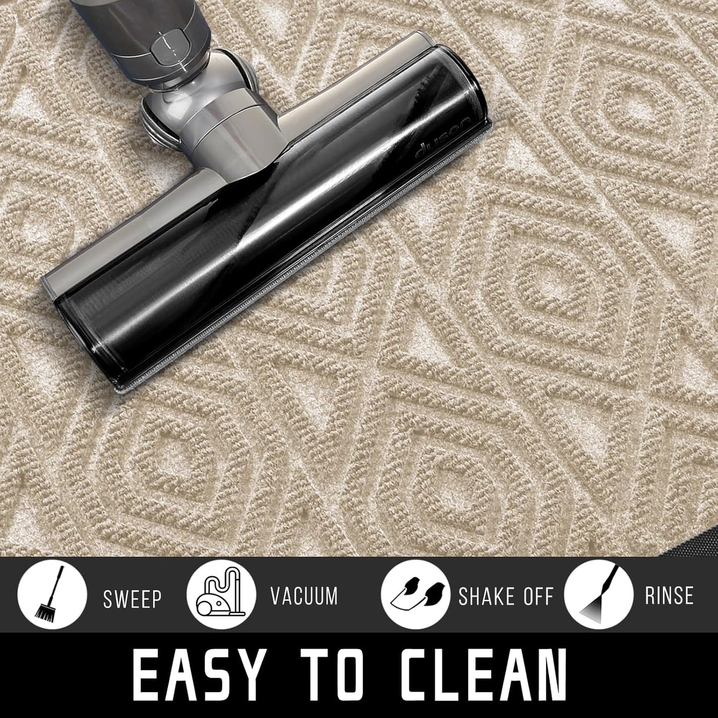 Yimobra Door Mat, Outdoor Indoor Entrance Welcome Mat, Heavy Entry Front Door Mat, Stain & Fade Resistant, Low Profile, Sturdy Rubber, Easy Clean Patio Floor Mat, Waterproof, 47 x 32, Light Beige