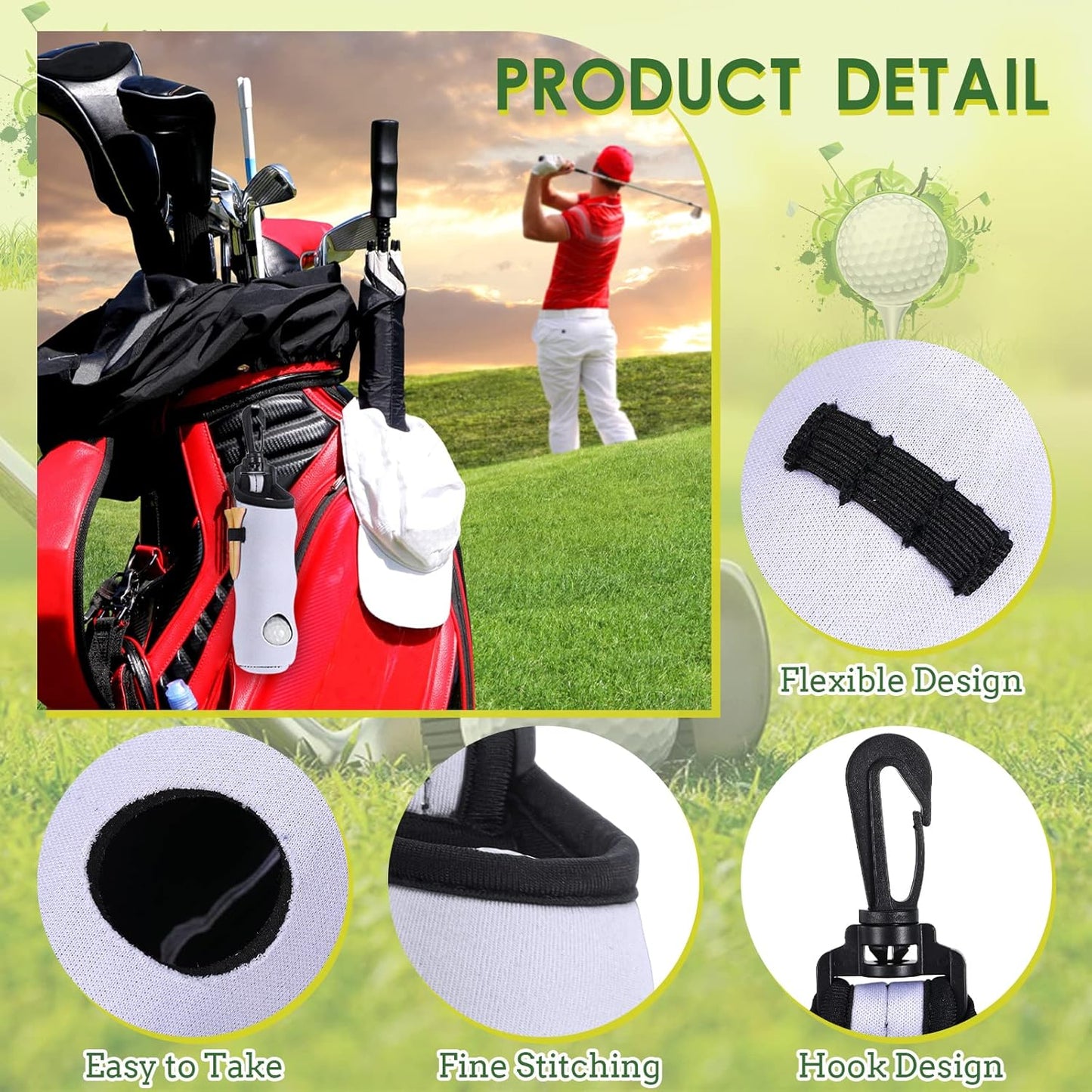 WILLBOND 48 Pcs Golf Ball Tee Holder Neoprene Golf Ball Pouch Golfs Balls Carry Bag Multicolor Portable Golfs Accessories for Men and Women, 24 Colors