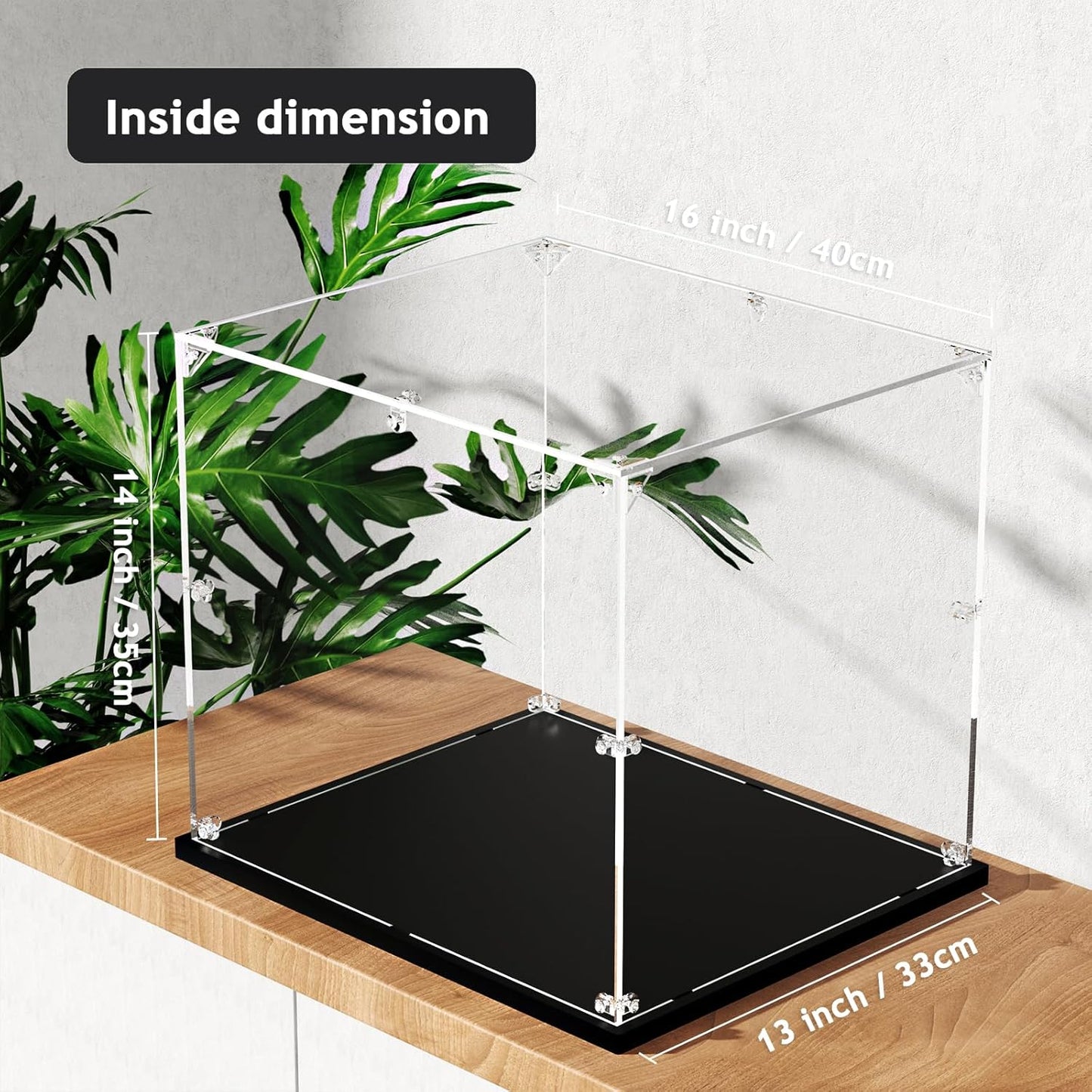 Clear Acrylic Display Case, Self-Assemble Showcase for Collectibles, Action Figures, Dolls, Toys - Alternative Glass Box for Commemorative Gifts（16*13*14inch,40*33*35cm）