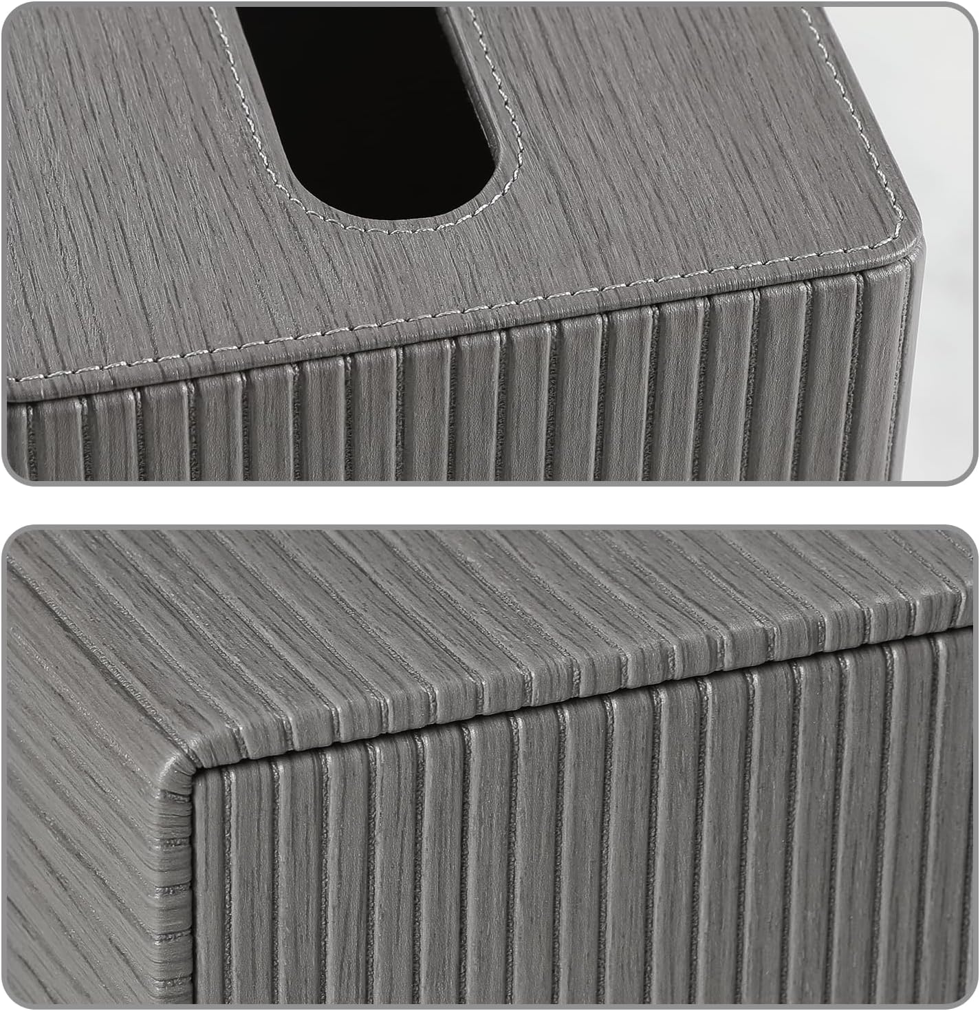 PU Leather Tissue Box Cover Square Tissue Box Holder with Magnetic Closure (Slate Grey)