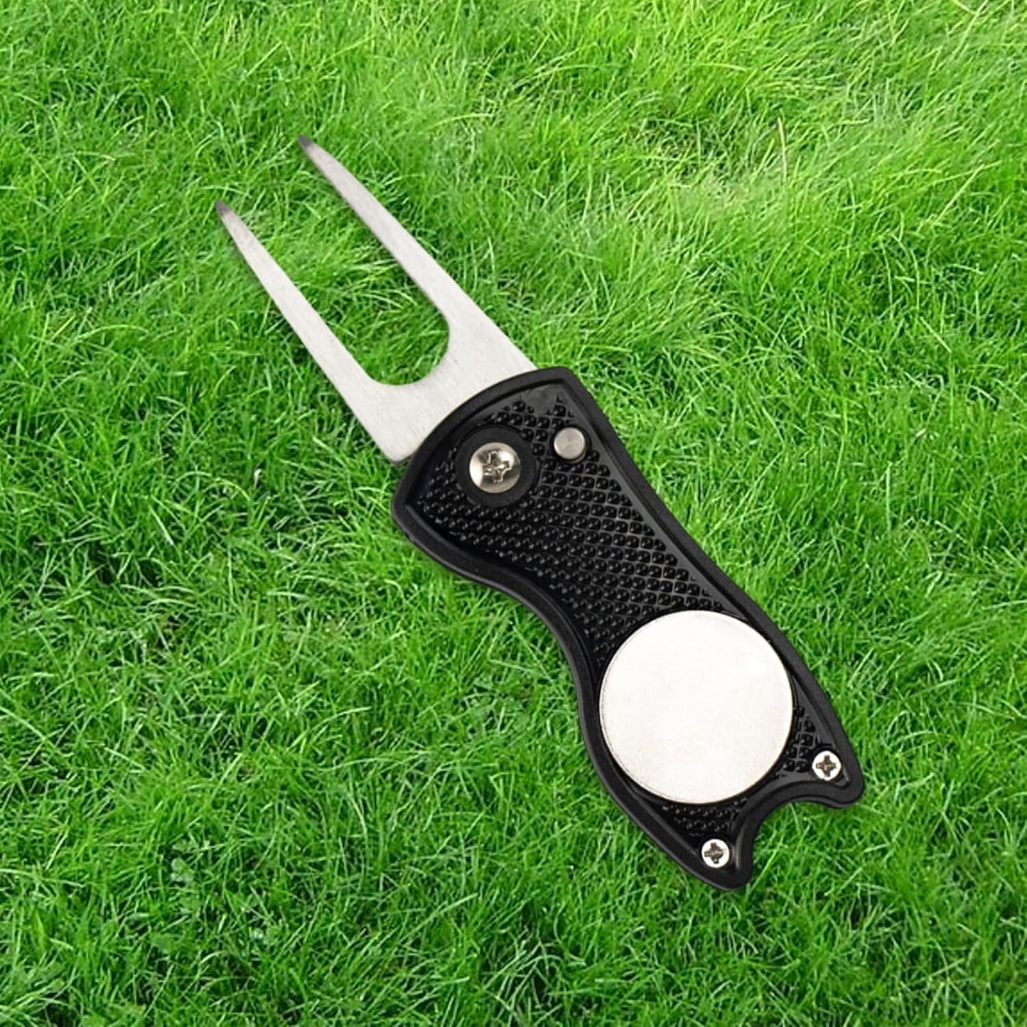 2-Pack Golf Divot Repair Tool with Magnetic Ball Marker - Foldable Pop-up Divot Turf Fork for Golf Enthusiasts