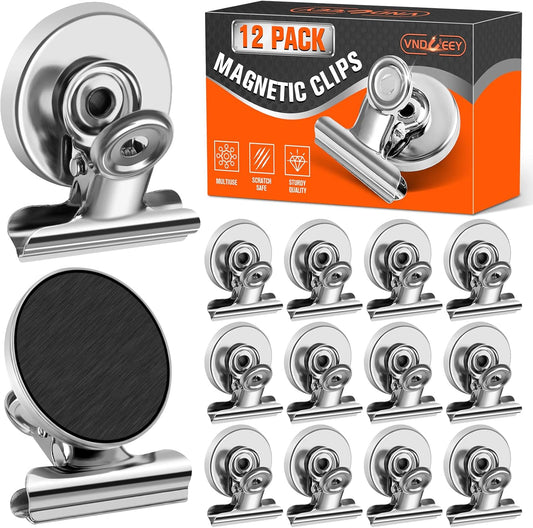 VNDUEEY 12 Pack Fridge Magnet Refrigerator Magnets, Strong Magnetic Clips, Magnet Clips for Whiteboard, Locker, Photo Displays, Kitchen, Office Organizing Decorating