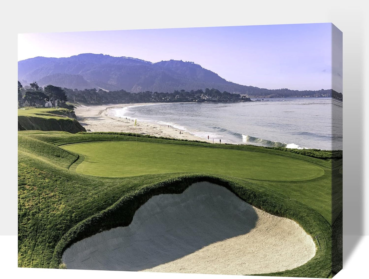 Beach Golf Wall Art, Pebble Beach Golf Links Spiritual Picture for Living Room Wall Decor, Outdoor Sports Golf Painting Prints Bedroom Kitchen Decor, Framed Artwork for Office Home 12x18 Inches