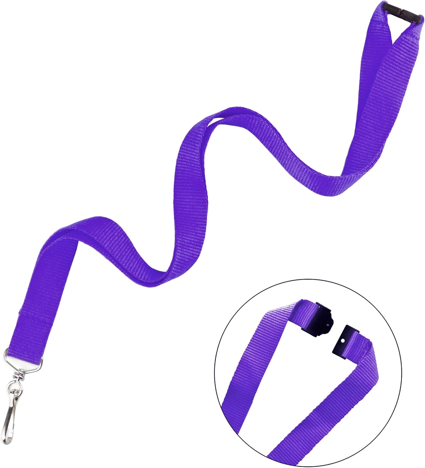 12 Pack Breakaway Lanyards Durable Neck Straps for Schools, Office, Cruise, Purple