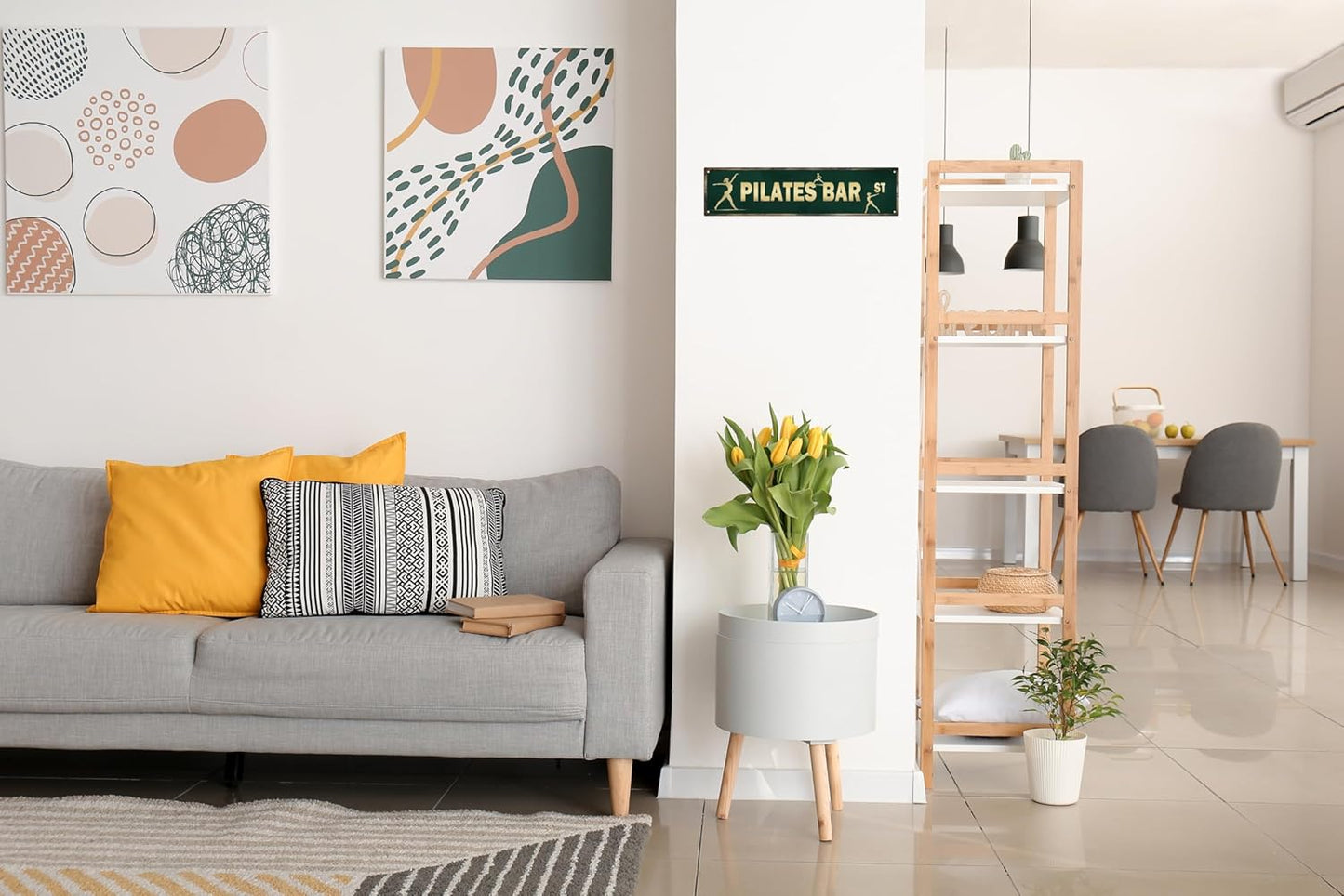 AWISZZZ Pilates Bar ST Workout Poster Green Girls Room Door Decor Metal Tin Sign Wall Decor Retro Art Signs for Home Decor Gifts 16x4 in