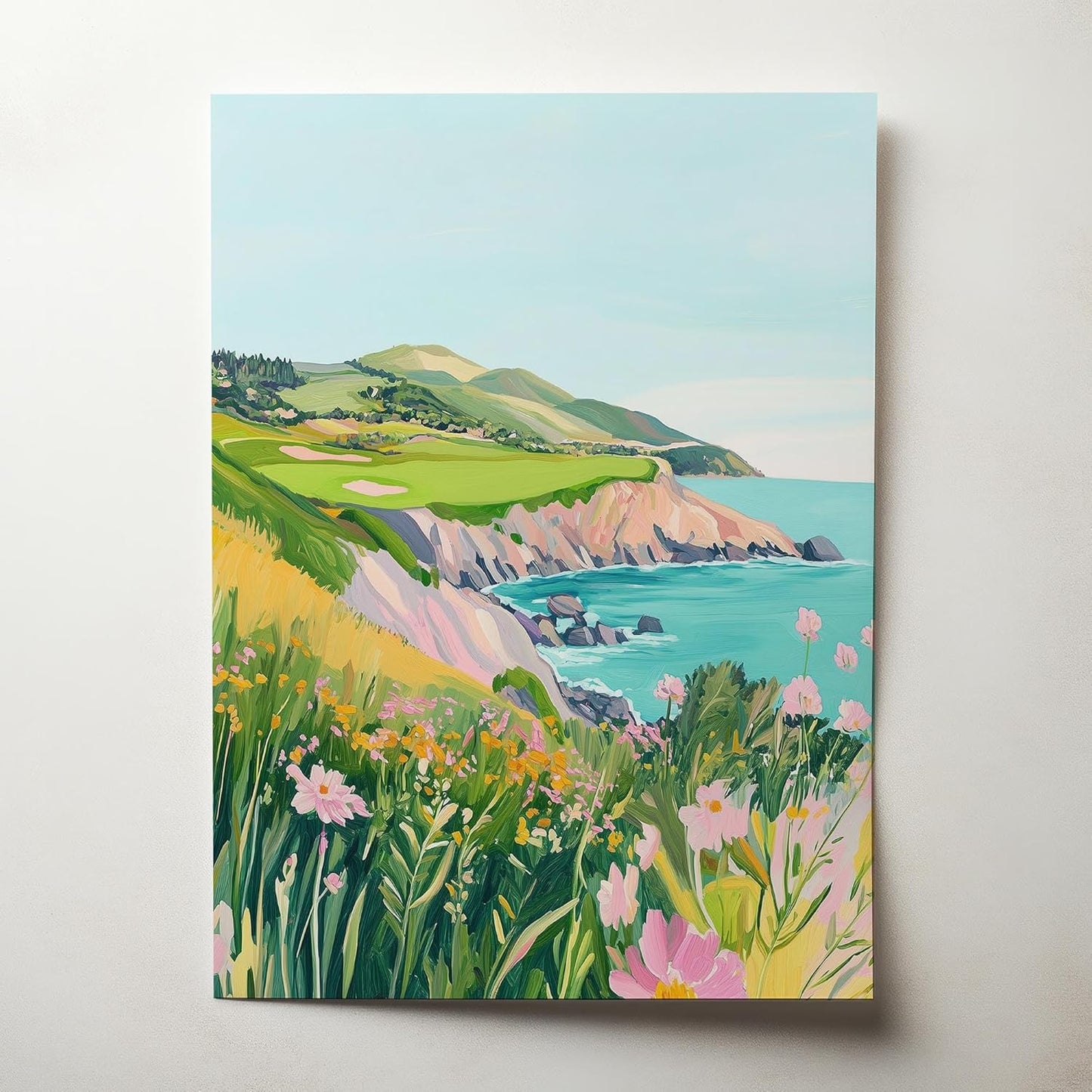 Golf Course Floral Pastel Art Print Posters - Premium Giclee Fine Art Prints - Golf Course Home Decor Posters, Golfer Art Prints for Home and Office Decor - Vintage Aesthetic, Ready to Frame