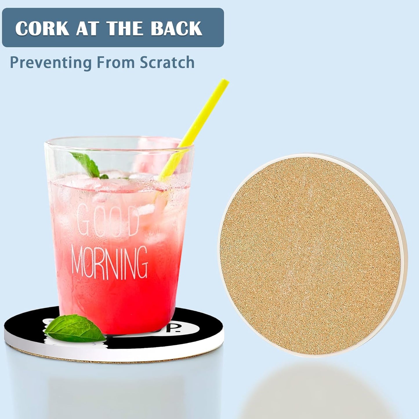 Coasters for Drinks,Set of 4 Absorbent Coasters,Sup Llama Funny Ceramic Coasters with Cork Base,Cup Coaster for Coffee Table Protection,Gifts for Housewarming Birthday - Home and Dining Room Decor