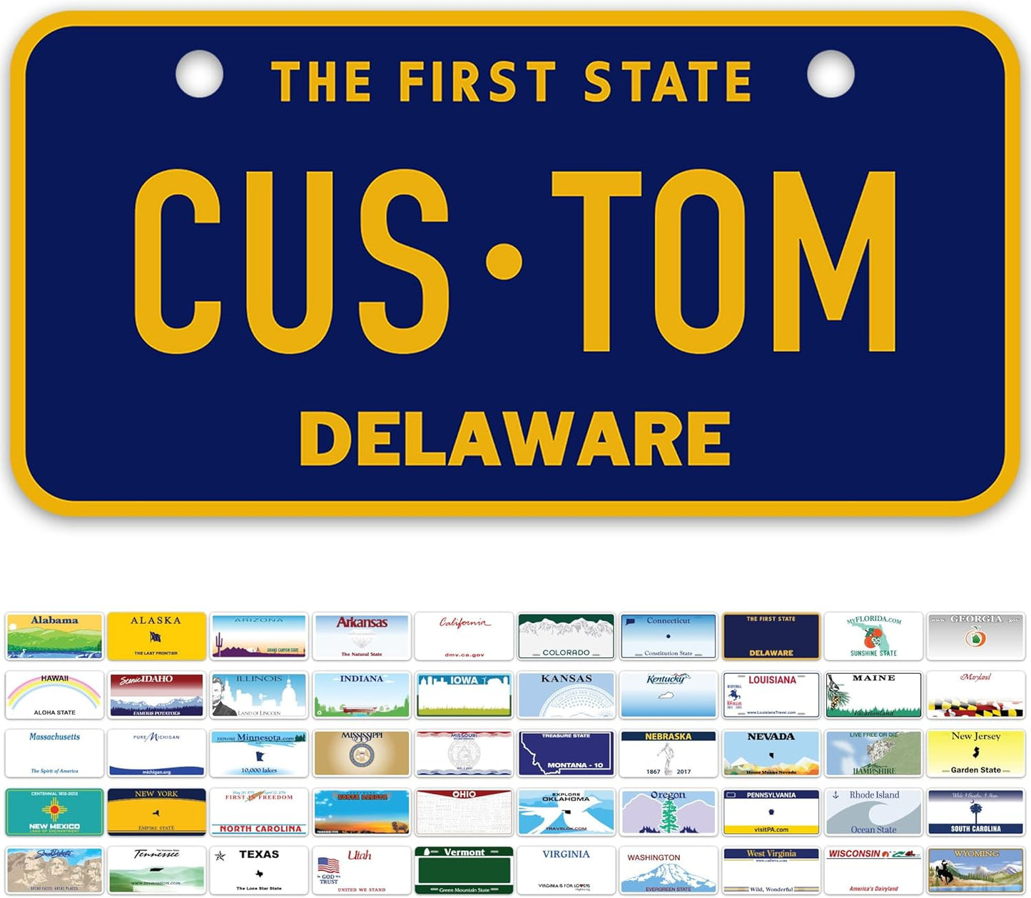 Mini License Plates, Personalized License Plates, Custom for Car, Bikes, ATV, Kids Car, Golf Cart, Jeep, 2x4 Inch, Rust-Free Fade Resistant Aluminum, USA Made by My Sign Center (Delaware)